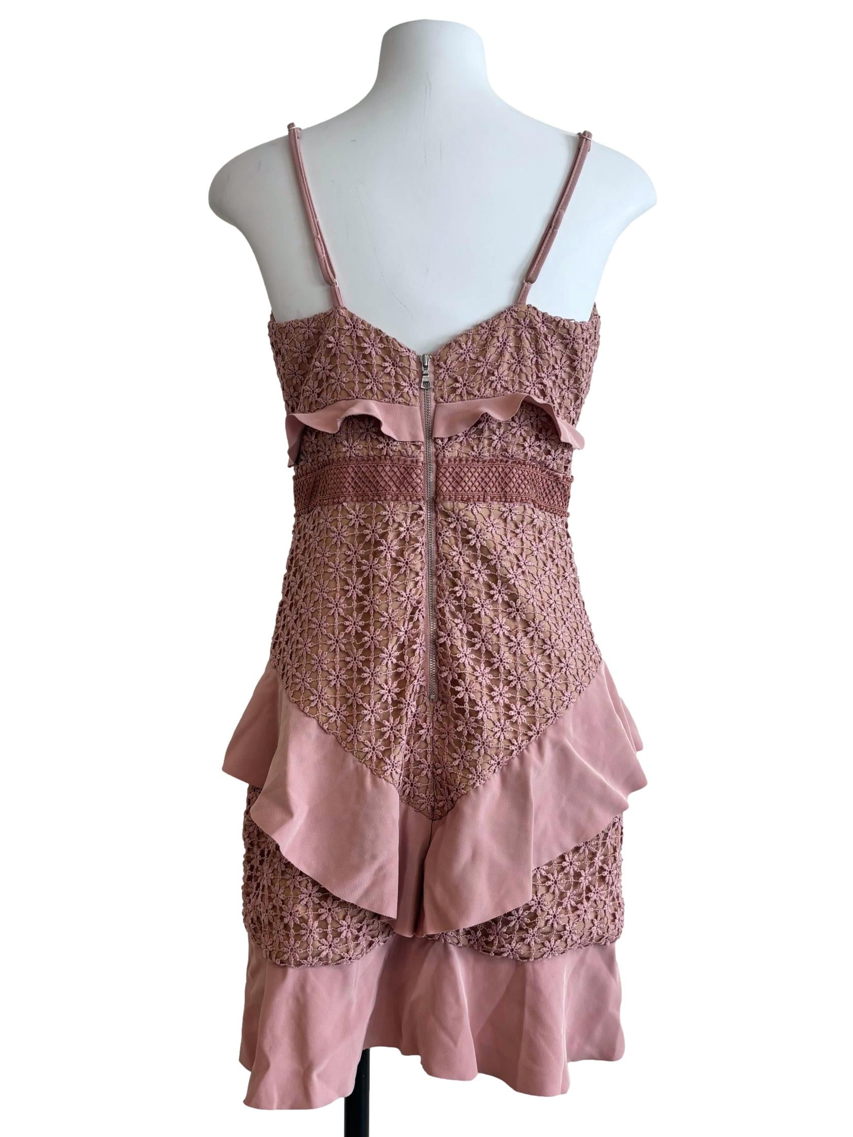 Nude Pink Ruffle Lace Dress