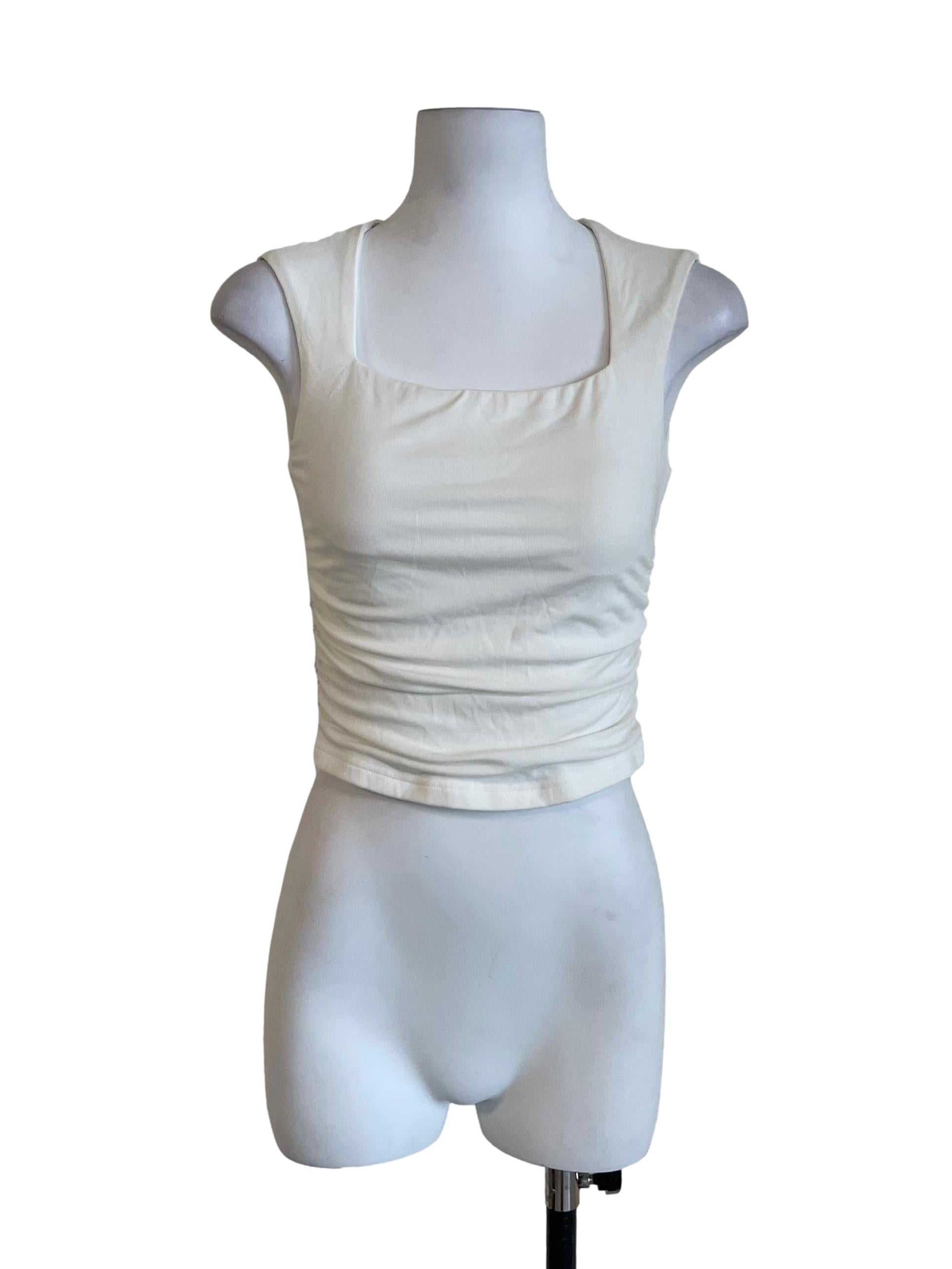 White Draped Queen Anne Top