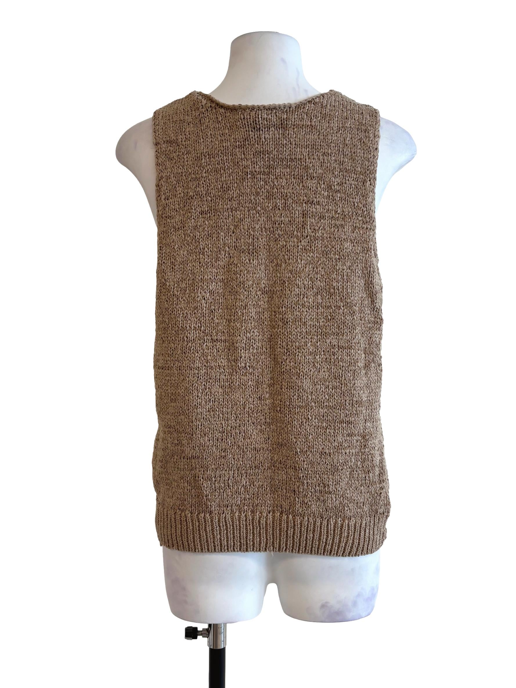 Khaki Sleeveless Knit Top