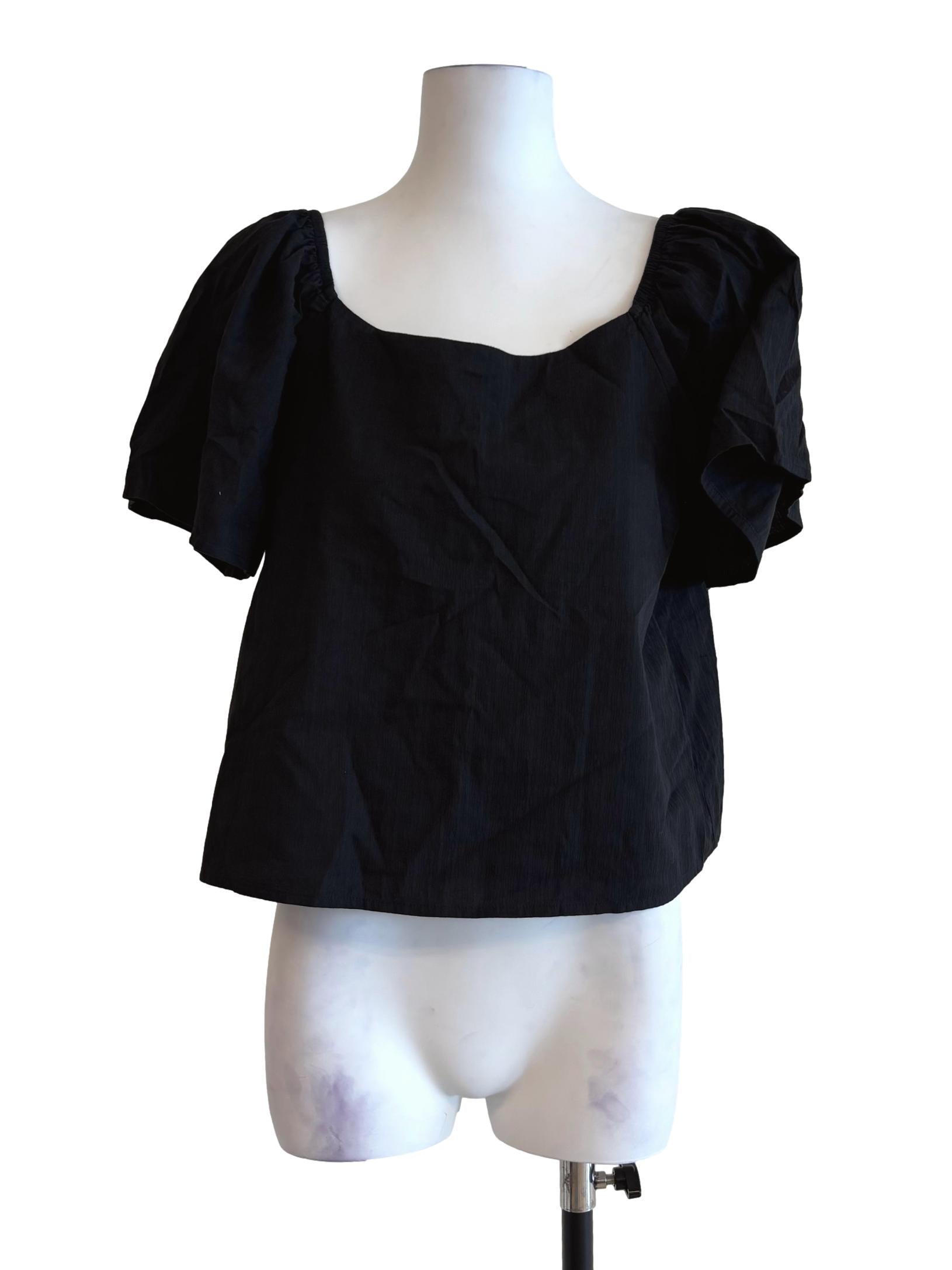 Parisian Black Cotton Blouse