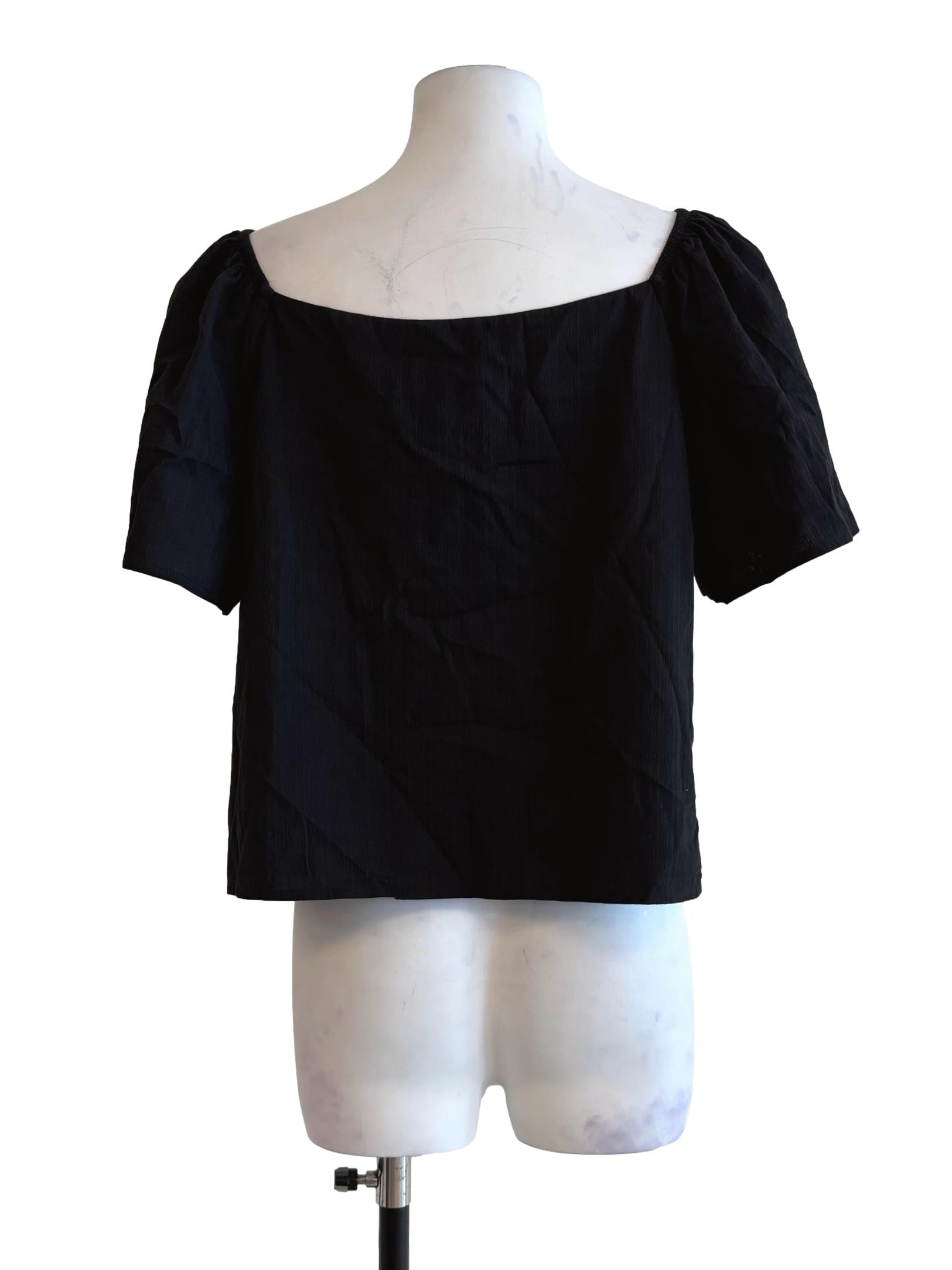 Parisian Black Cotton Blouse