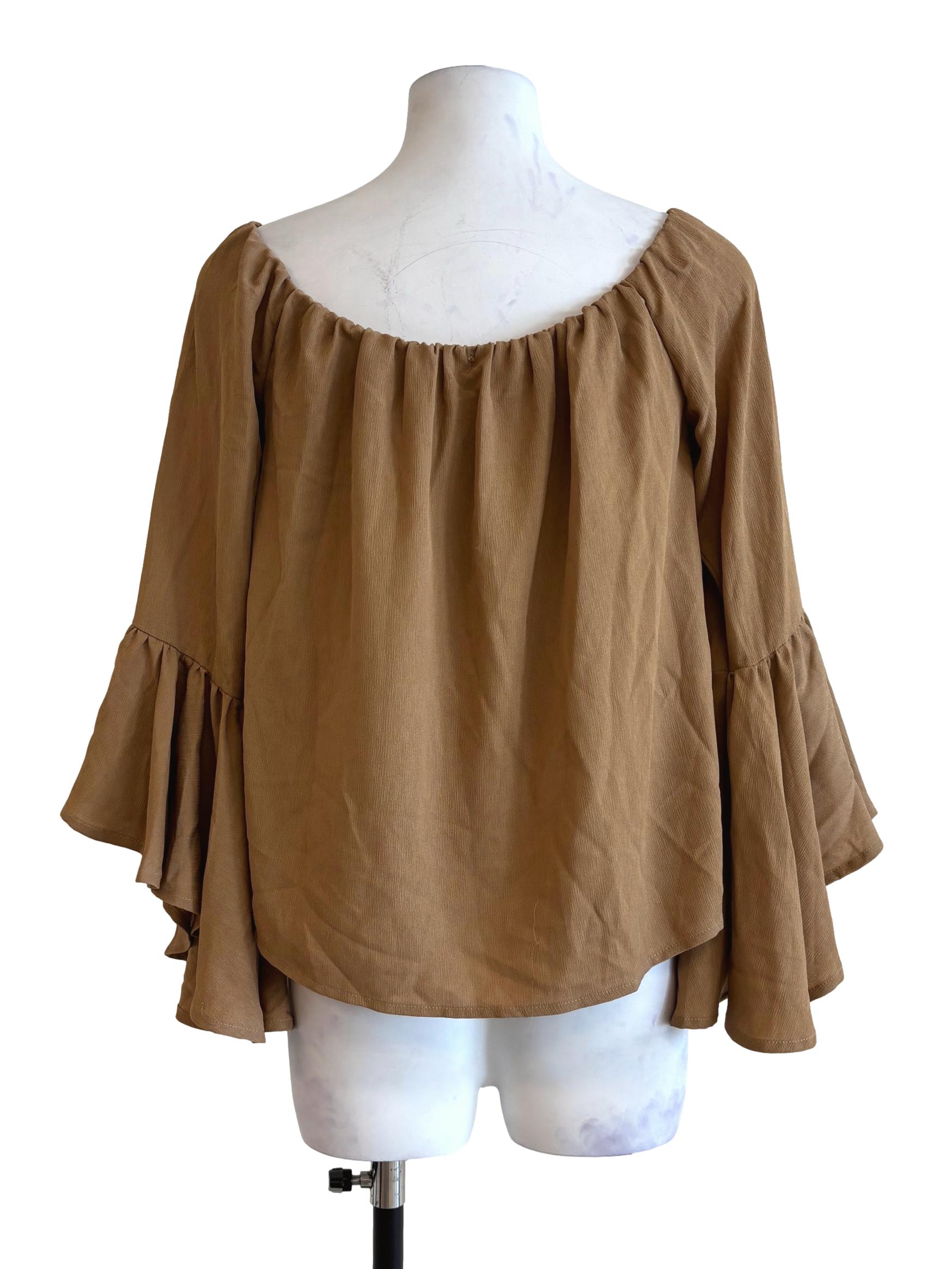 Peanut Brown Angel Sleeve Blouse