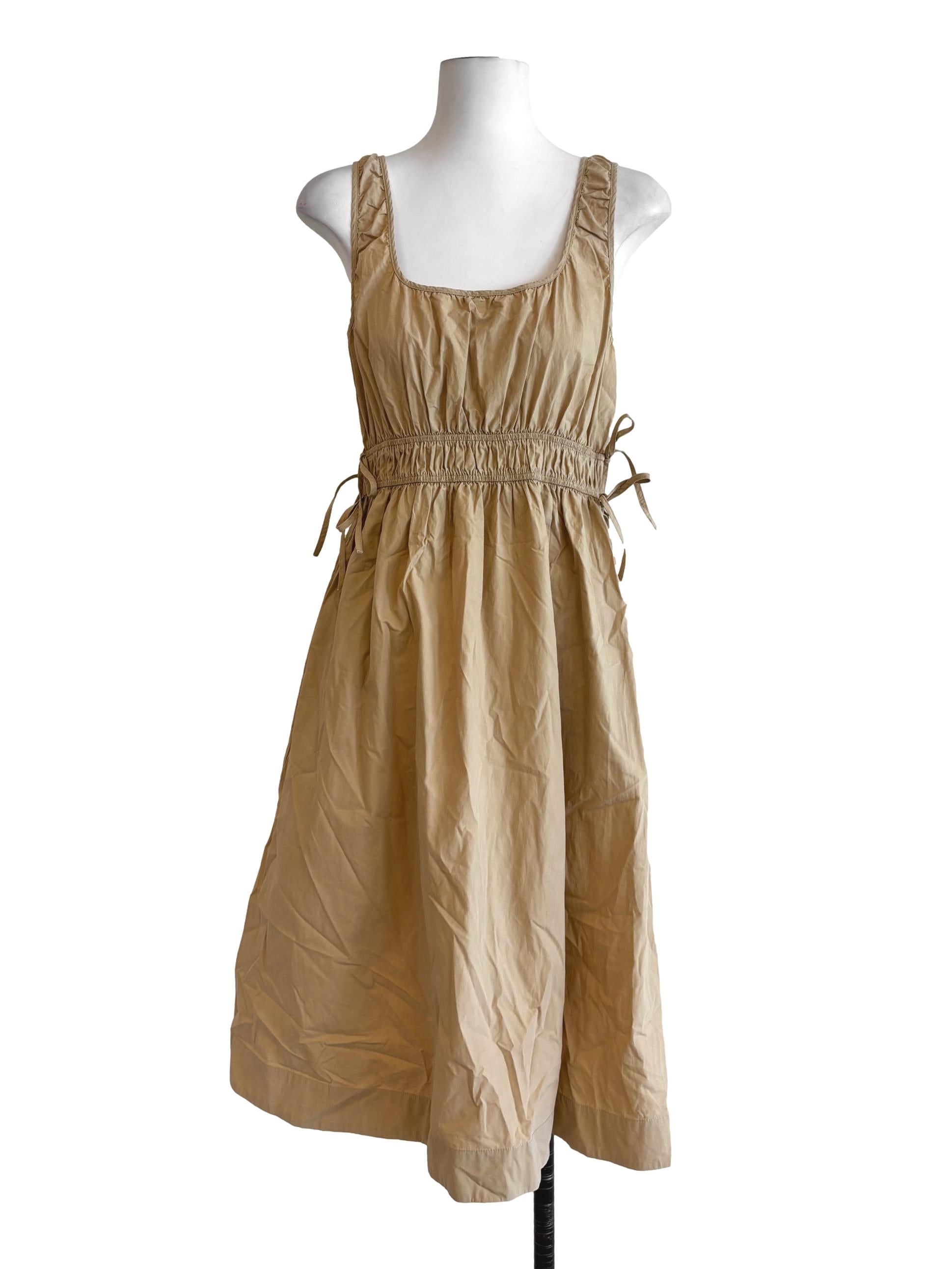 Buff Brown Cotton A-Line Dress LB