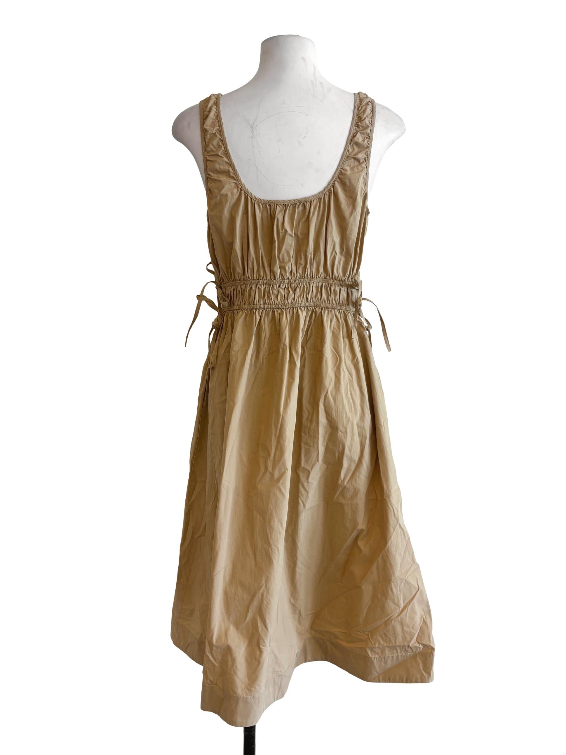 Buff Brown Cotton A-Line Dress LB