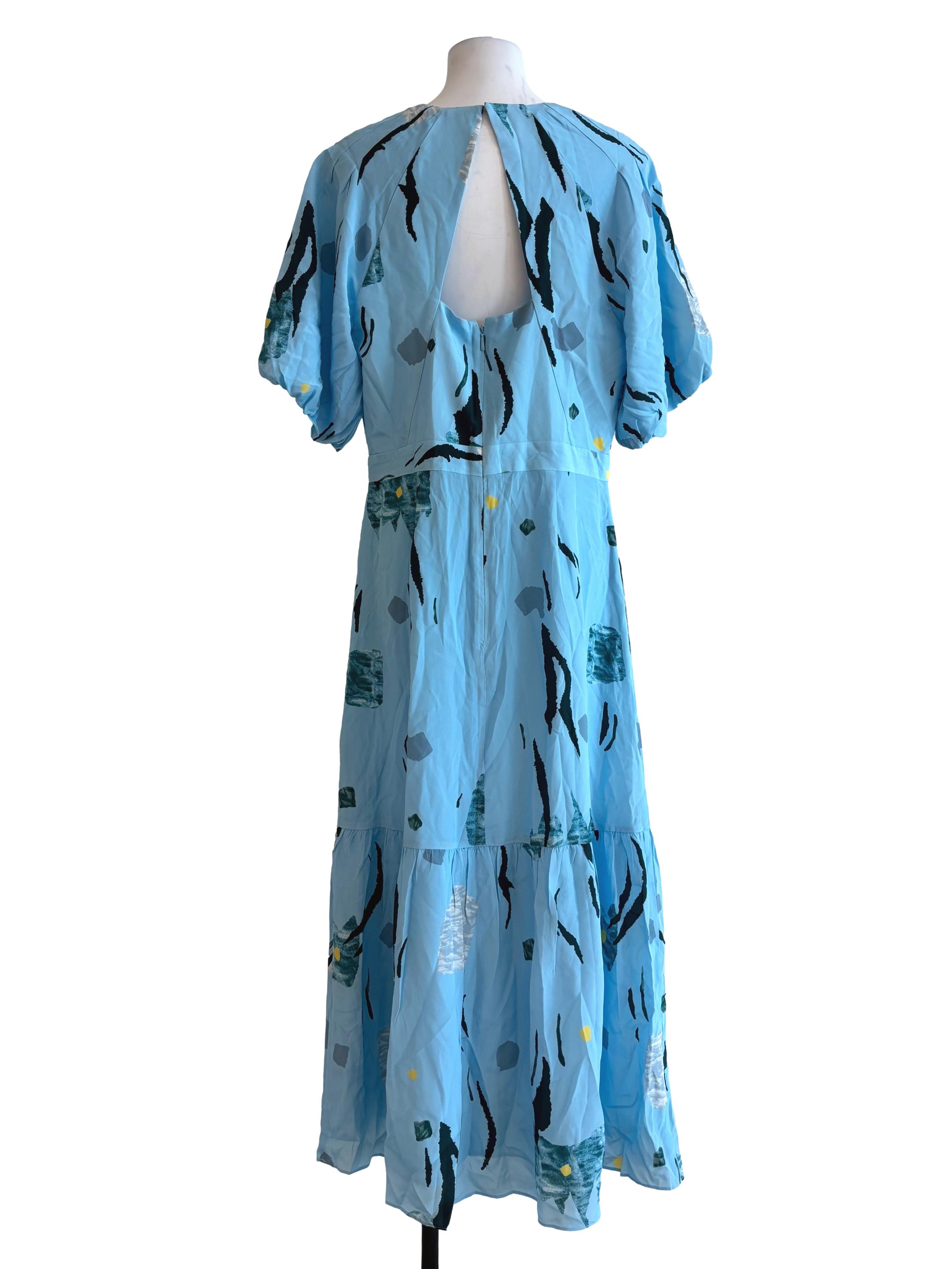 Capri Blue Printed Tier Dress