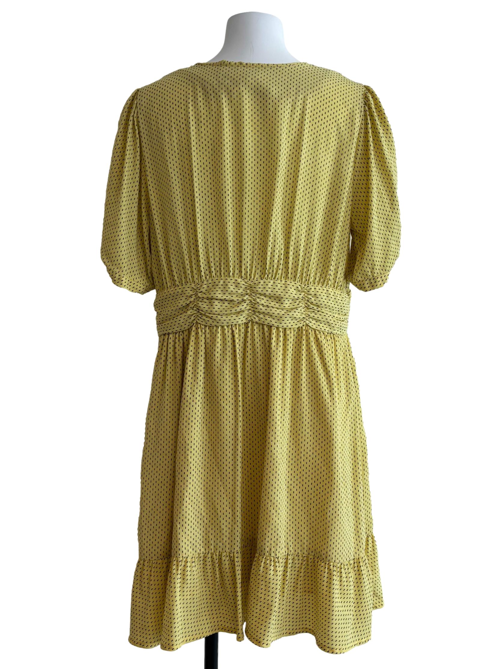 Lemon Yellow Dotted Mini Dress
