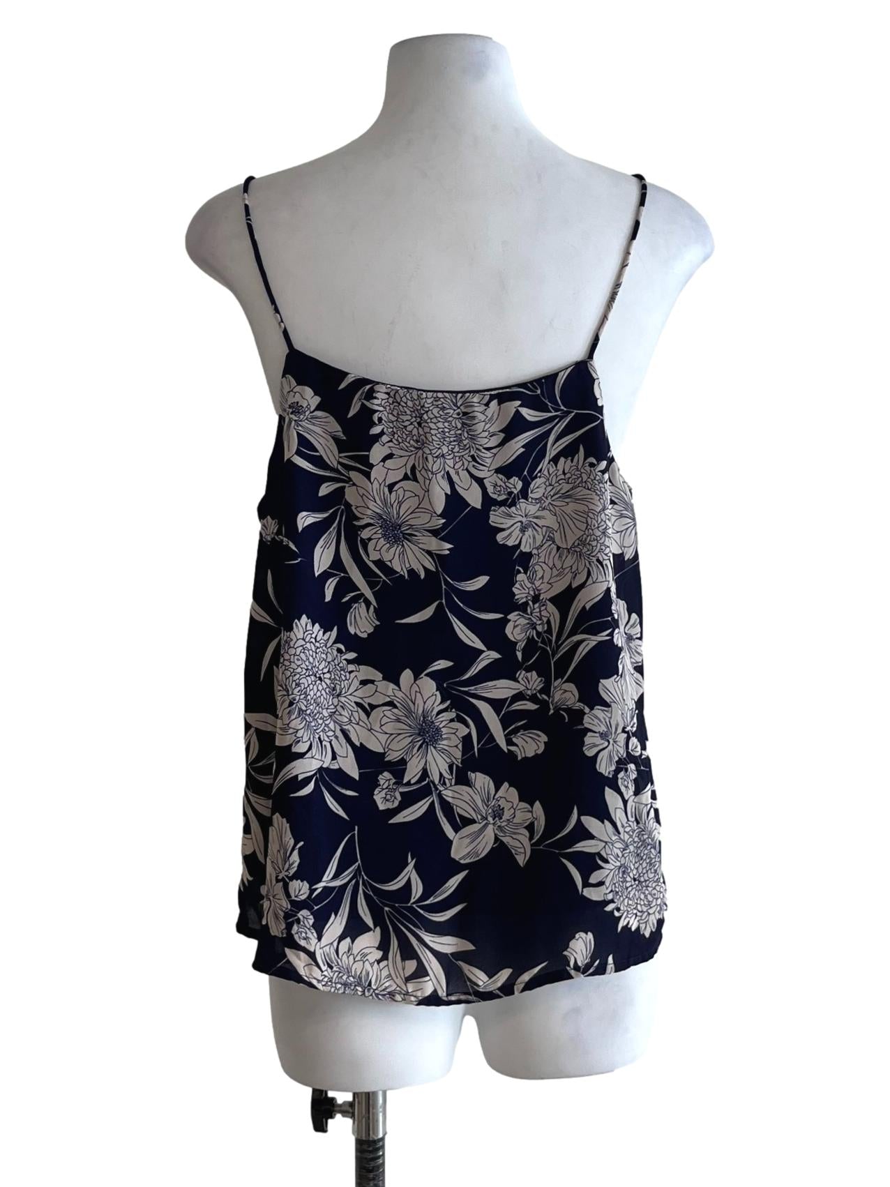 Dark Blue Floral Sleeveless Top