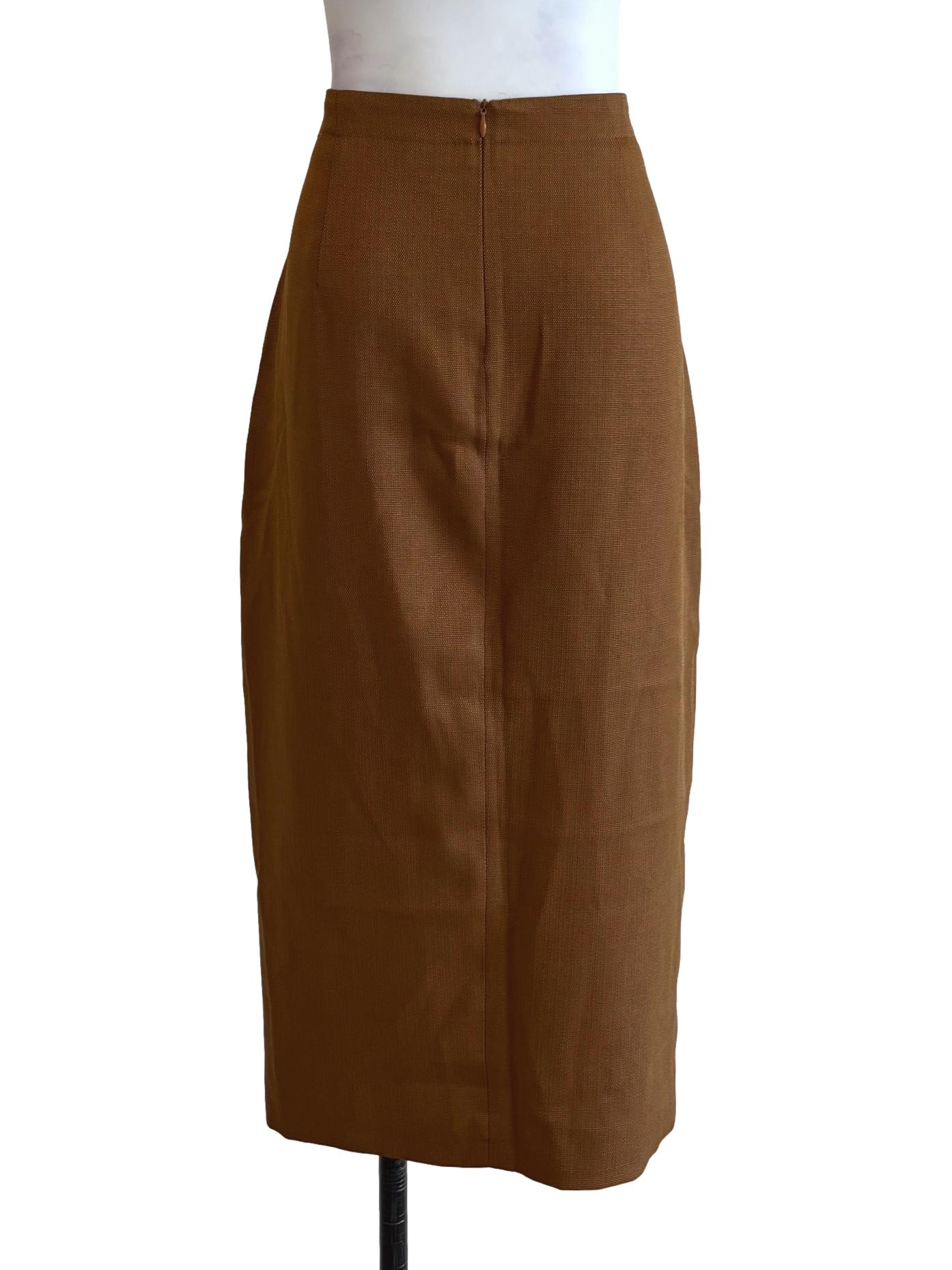 Tan Brown Slit Pencil Skirt