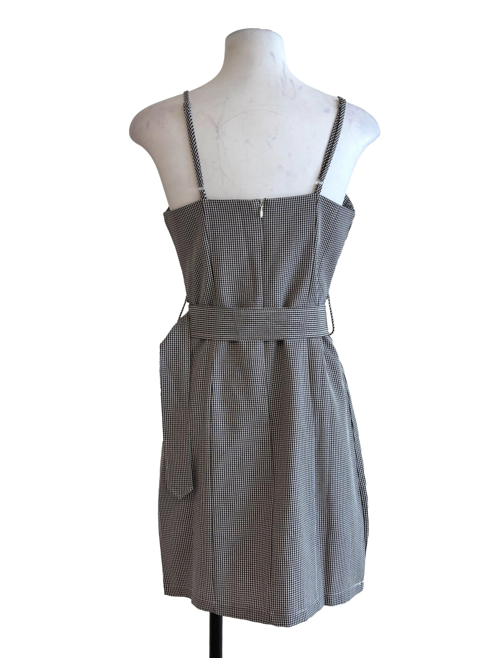 Black Checkered Sheath Dress TEM