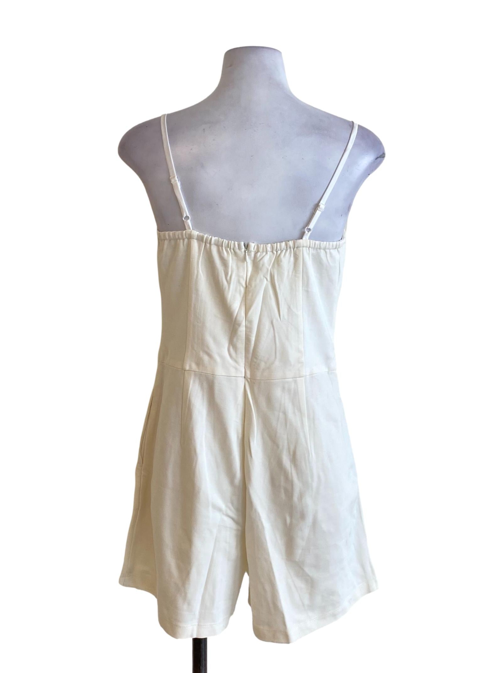 Daisy White Plain Spaghetti Strap Sweetheart Romper