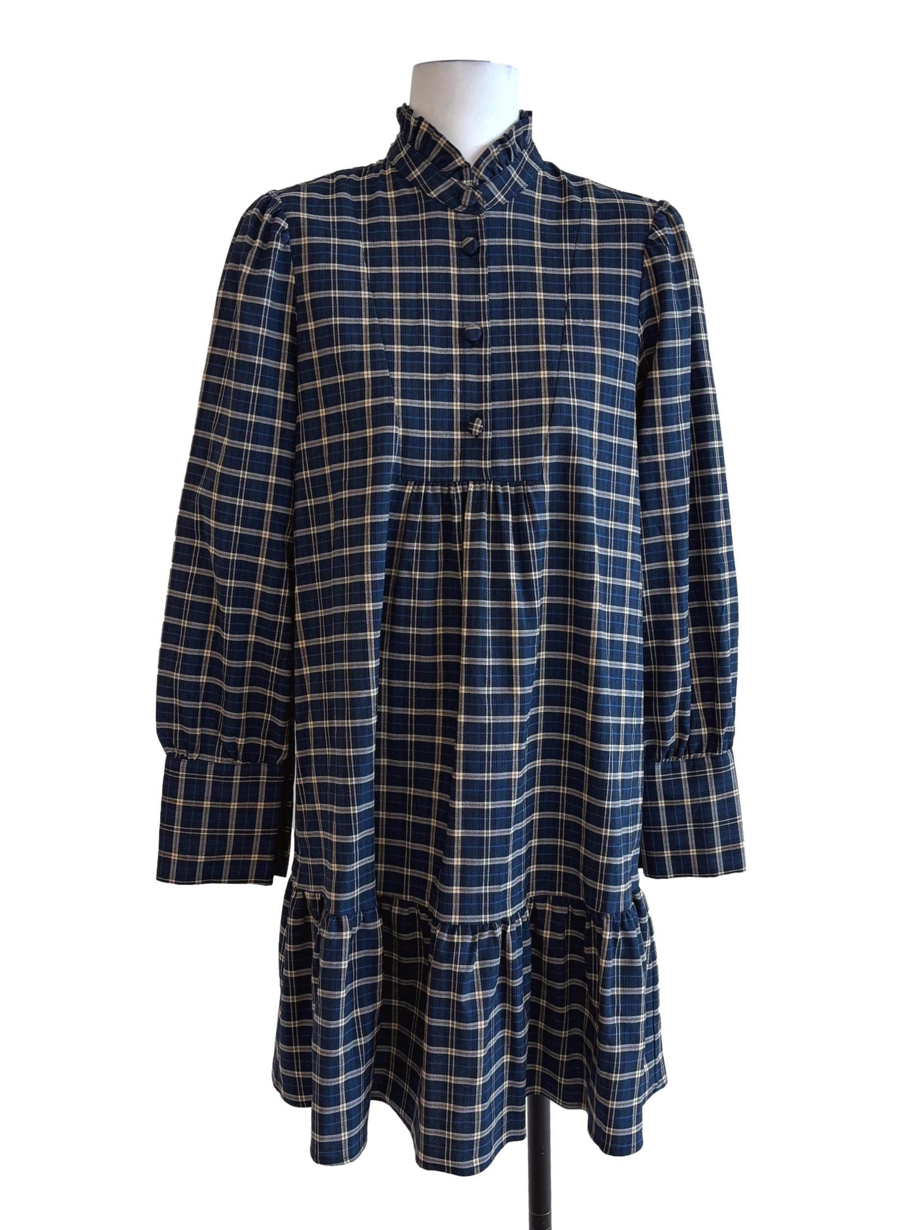Spruce Blue Plaid Shirt Dress