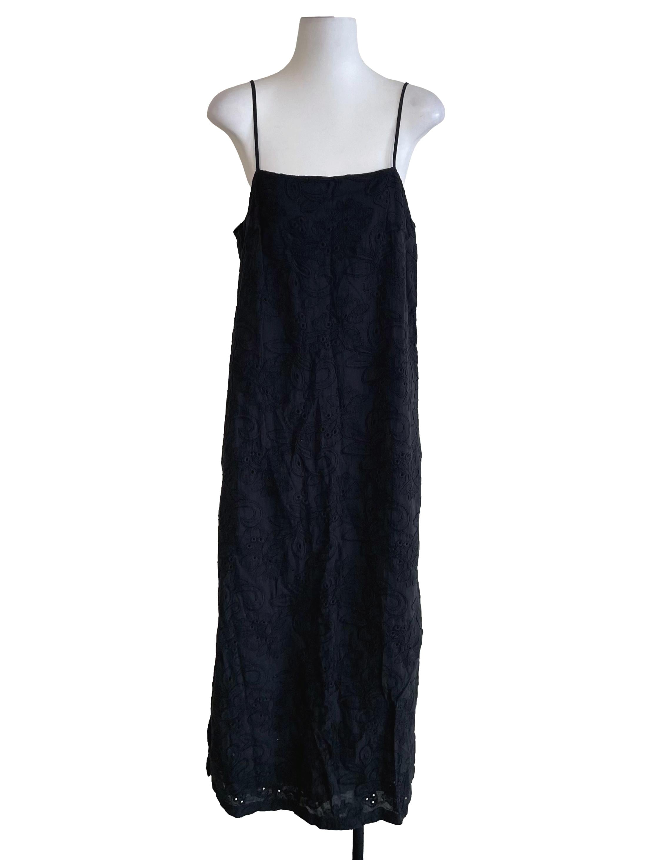 Black Floral Eyelets Cami Dress