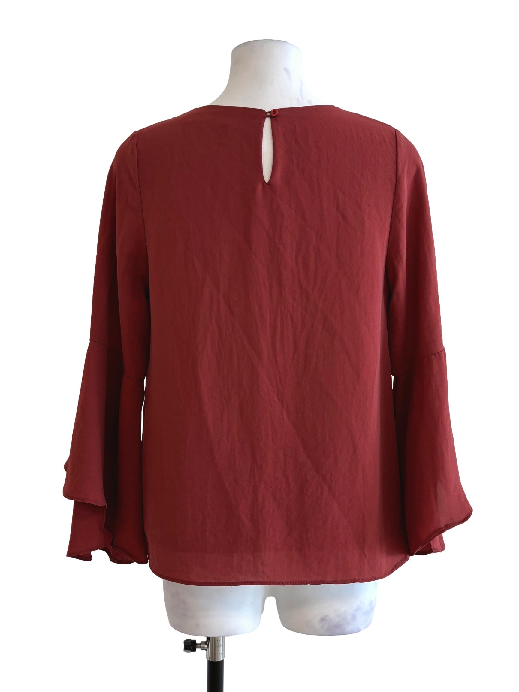 Apple Red Flare Sleeve Chiffon Top TEM