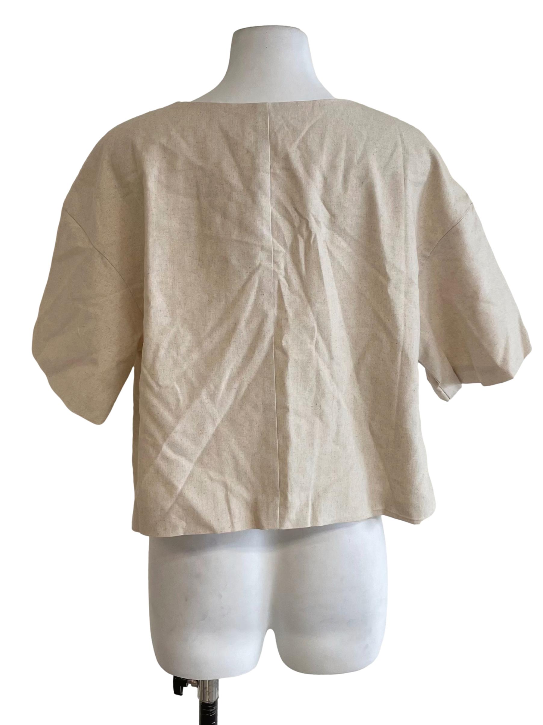 Alabaster Boxy Button Top