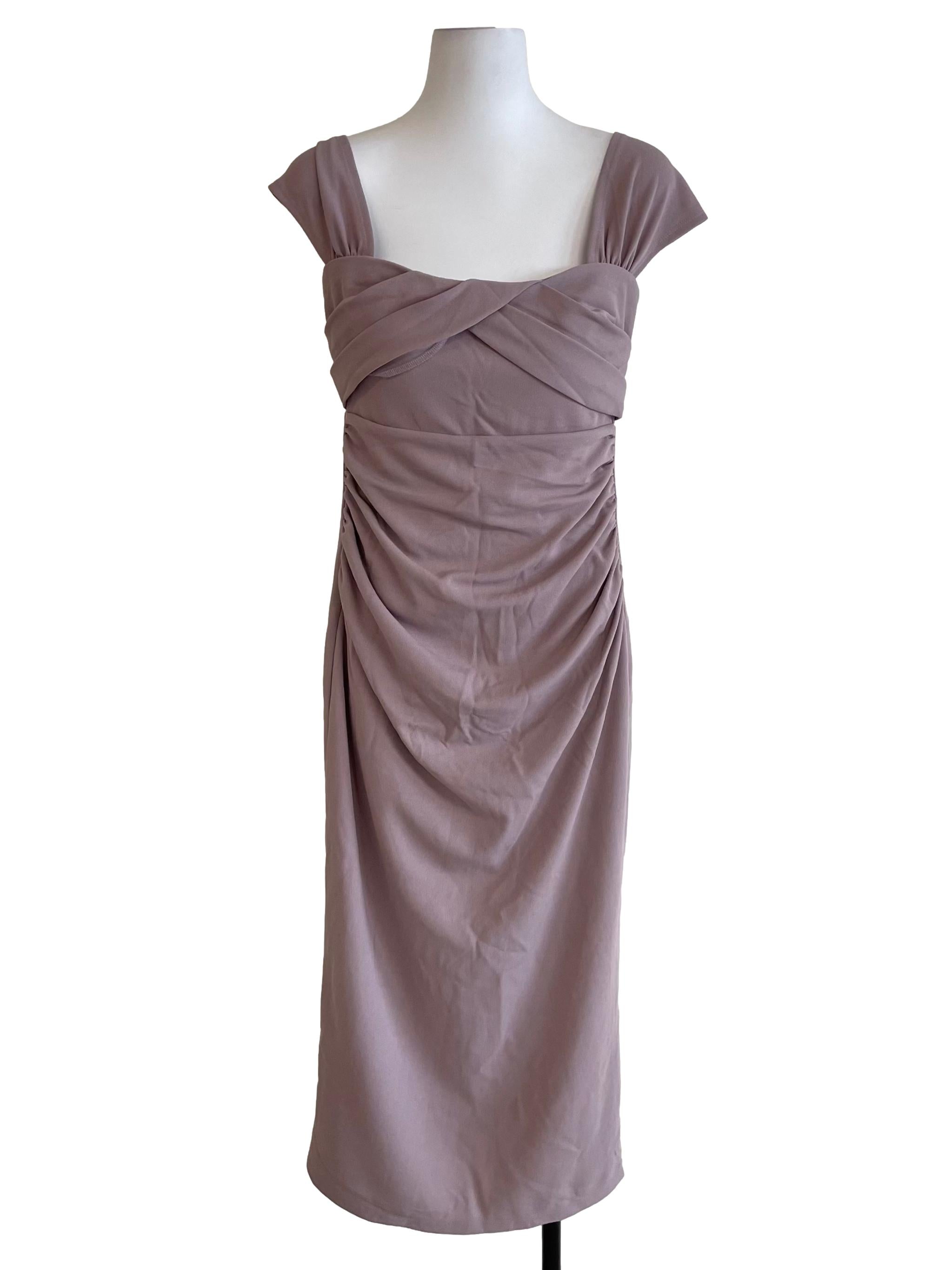 Mauve Purple Drape Bodycon Dress