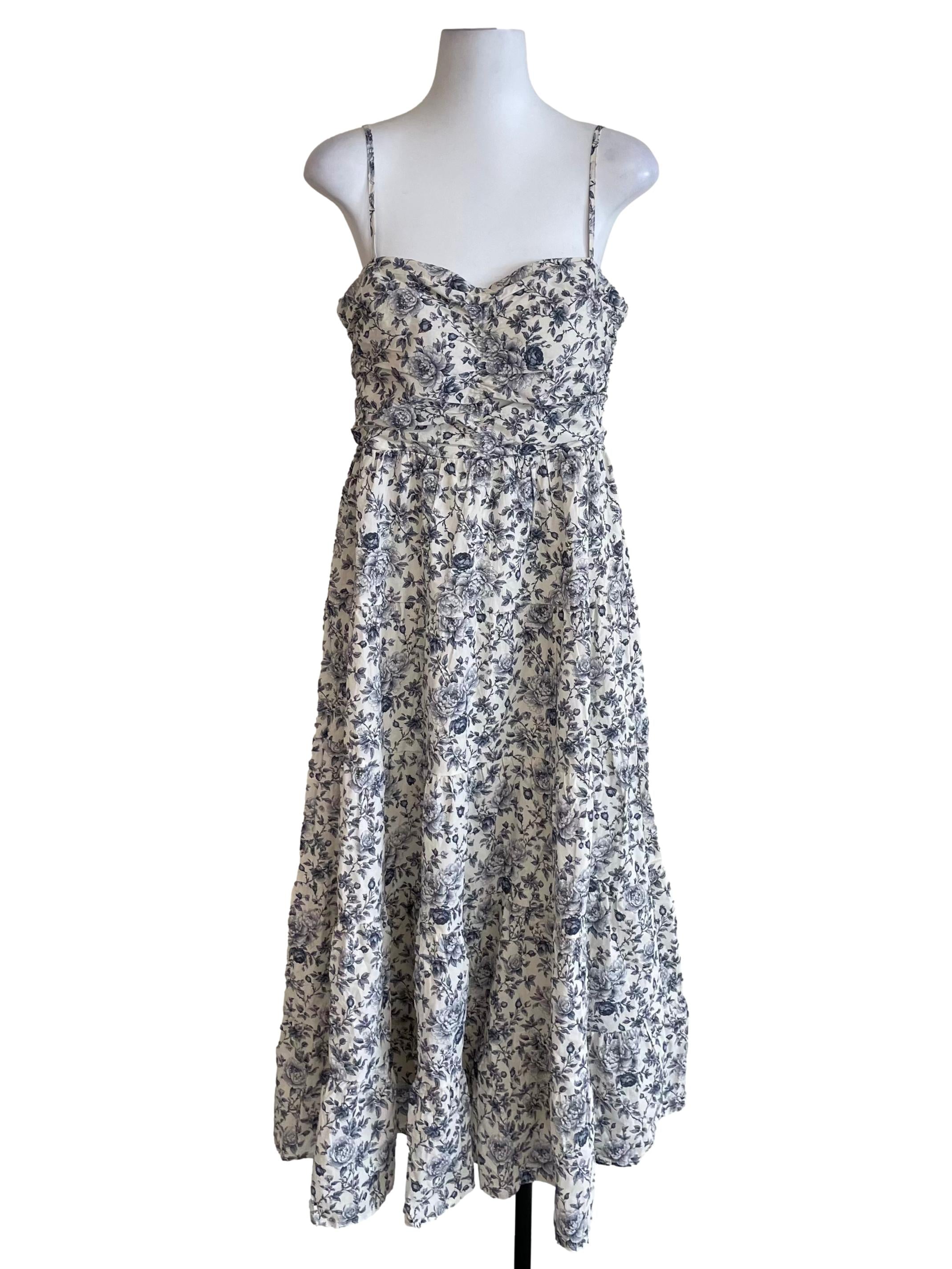 Egg Shell White Floral Tiered Bouffont Dress