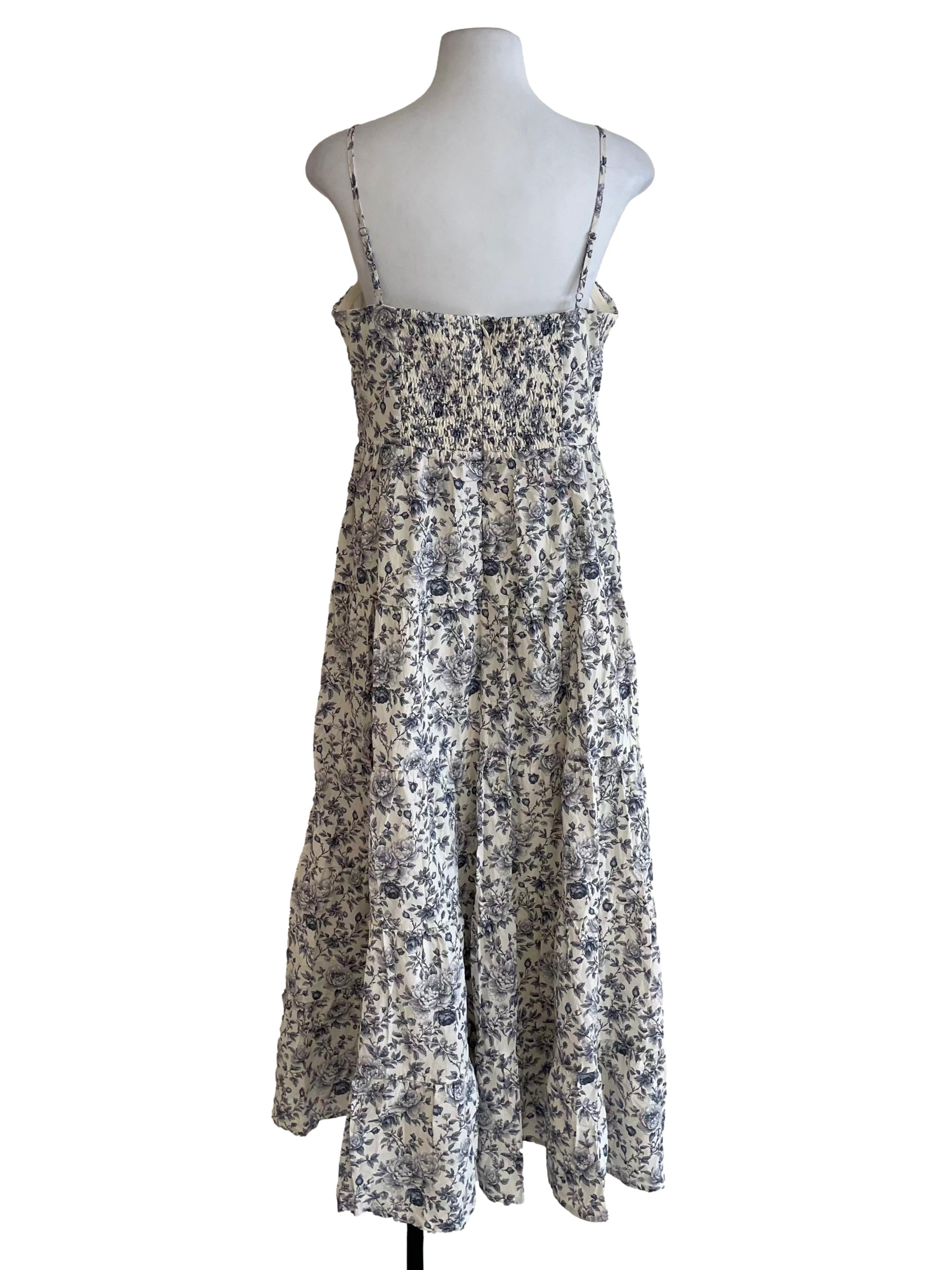 Egg Shell White Floral Tiered Bouffont Dress