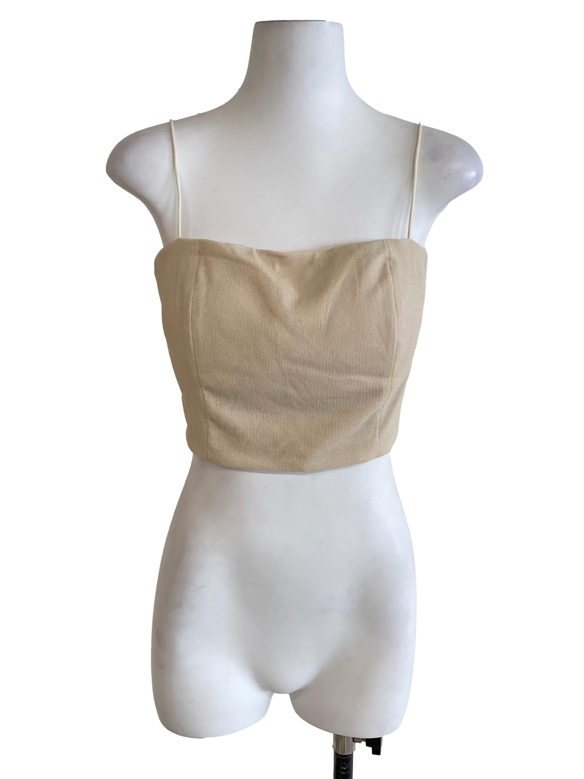 Cream White Glittery Tube Top