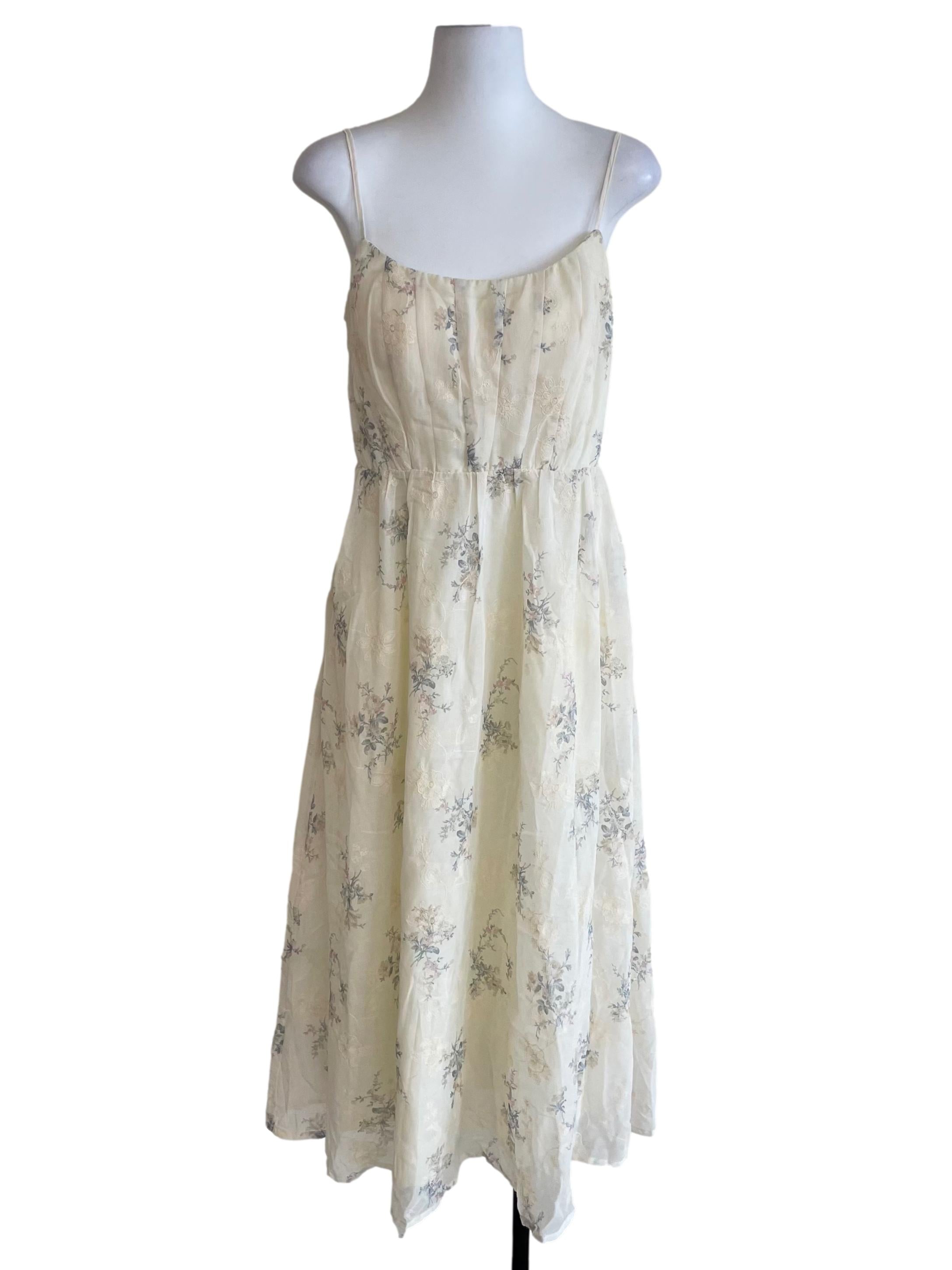 Cream White Floral Coquette Apron Dress