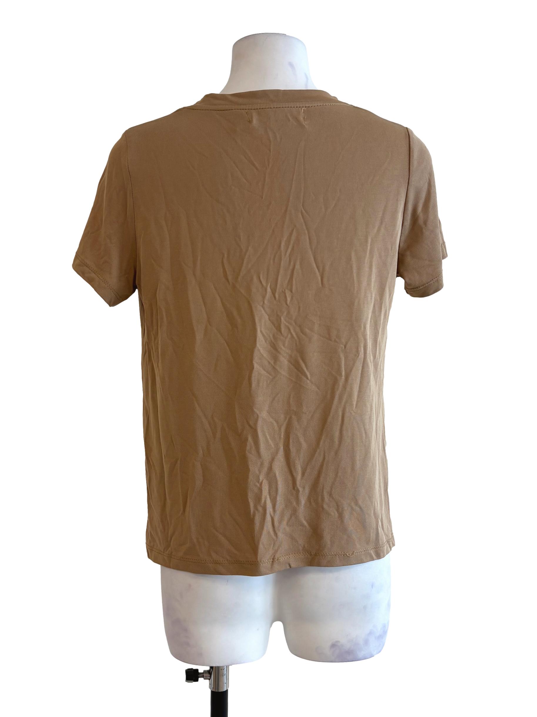 Buff Brown Round Neck T-Shirt TEM