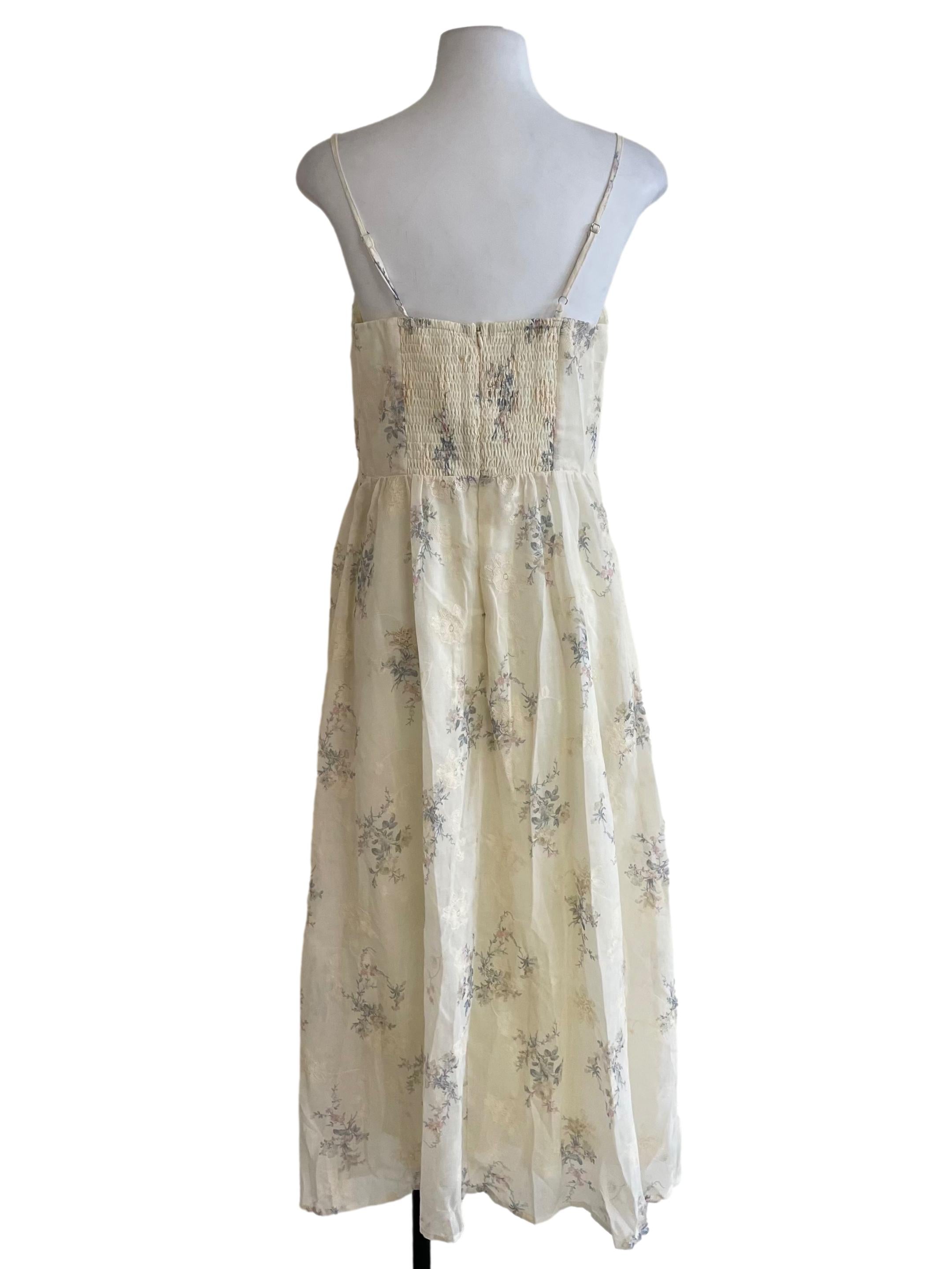Cream White Floral Coquette Apron Dress