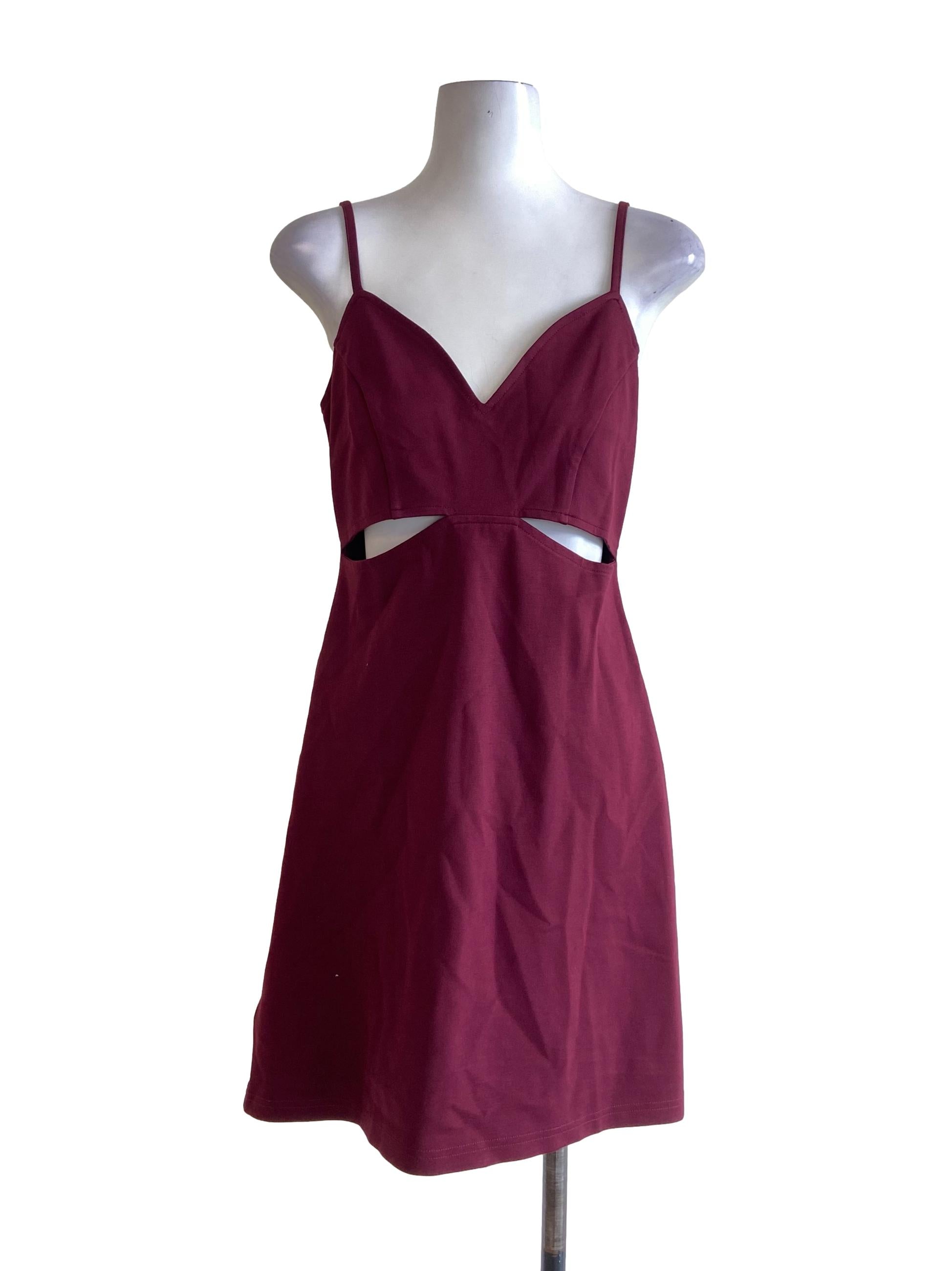 Currant Red Twill Spaghetti Strap A-Line Dress