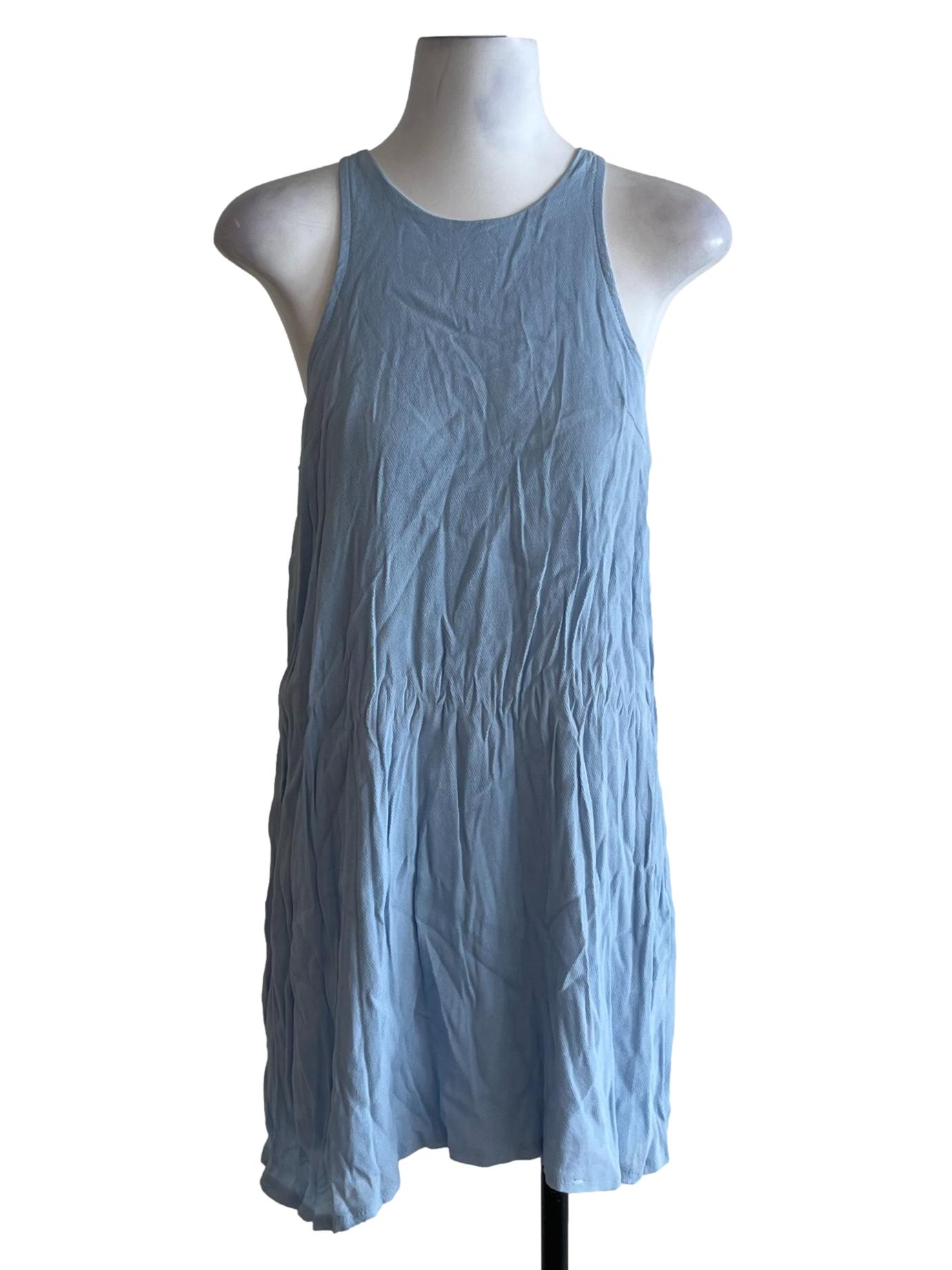 Sky Blue Jewel Neckline Shift Dress