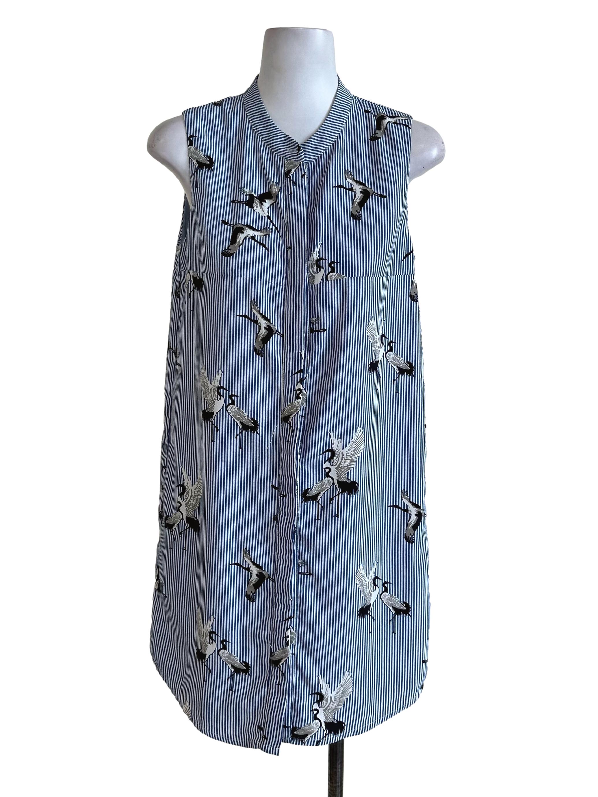 Blue White Stripe Pattern Tunic Dress LB