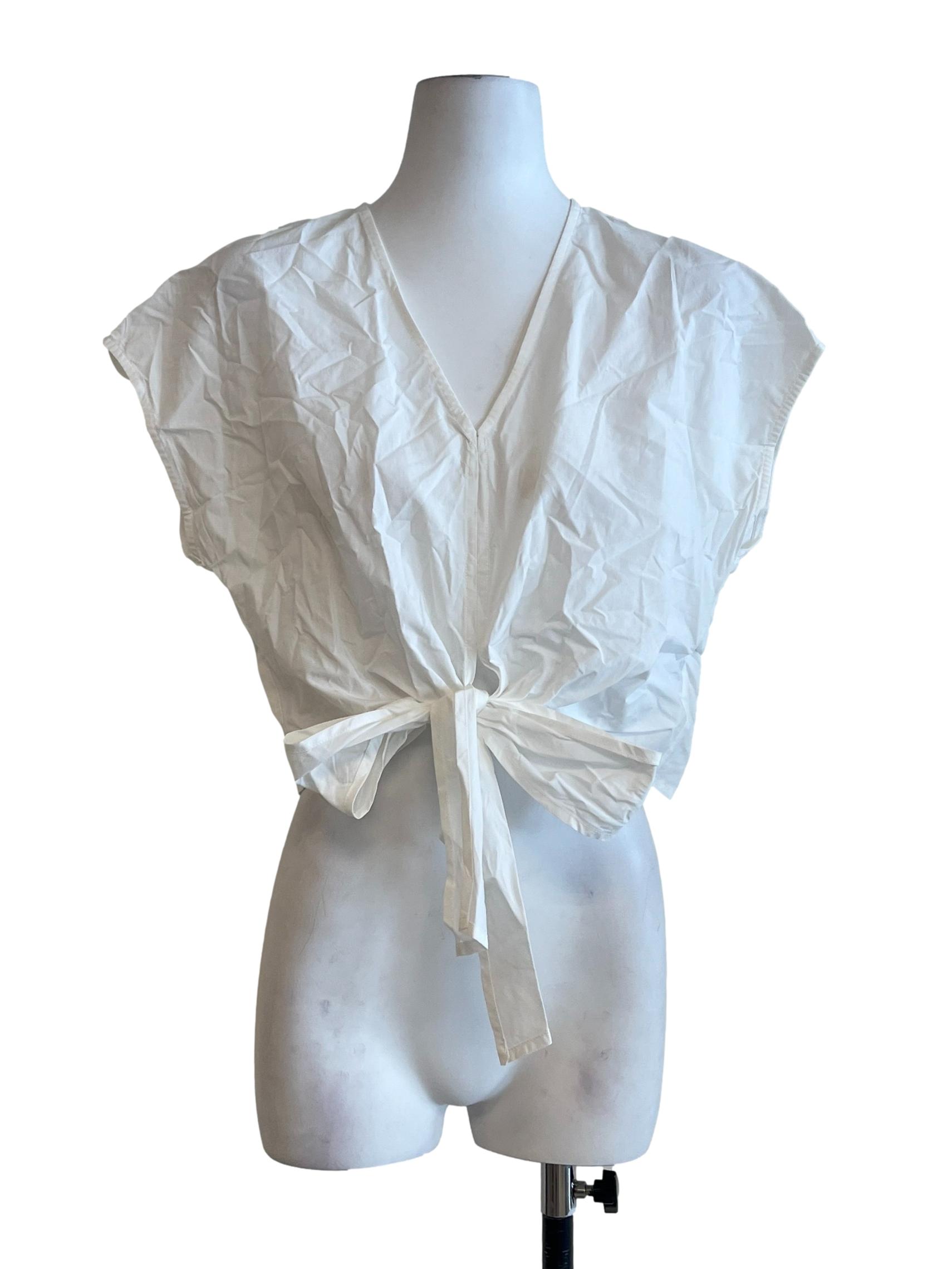 White V-Neck Wrap Top OSN