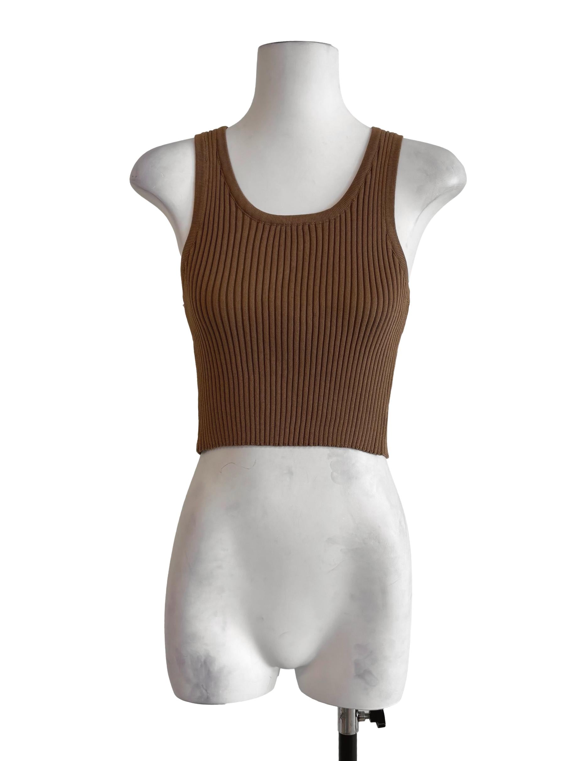 Tan Brown Ribbed Tank Top TEM