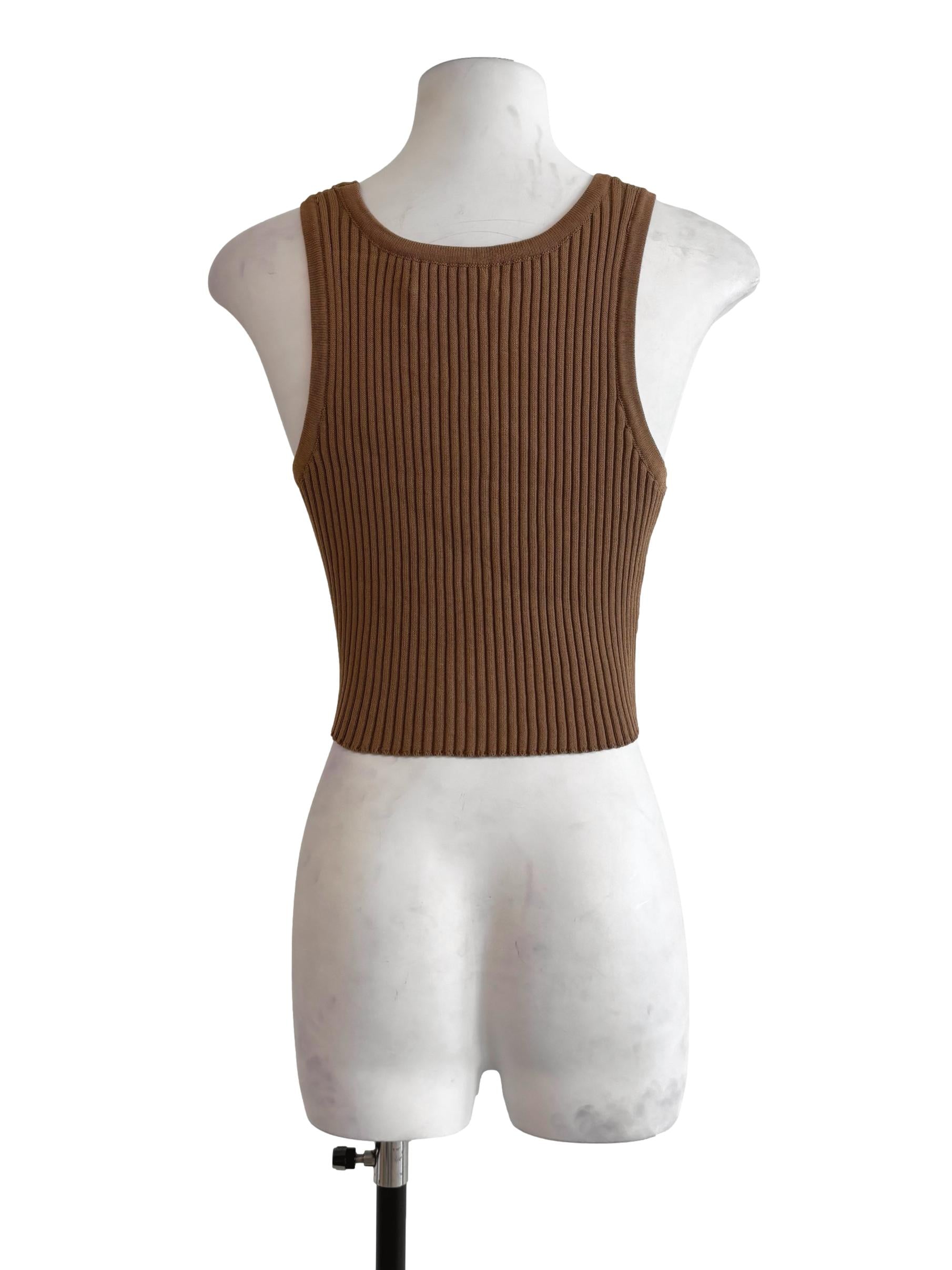 Tan Brown Ribbed Tank Top TEM