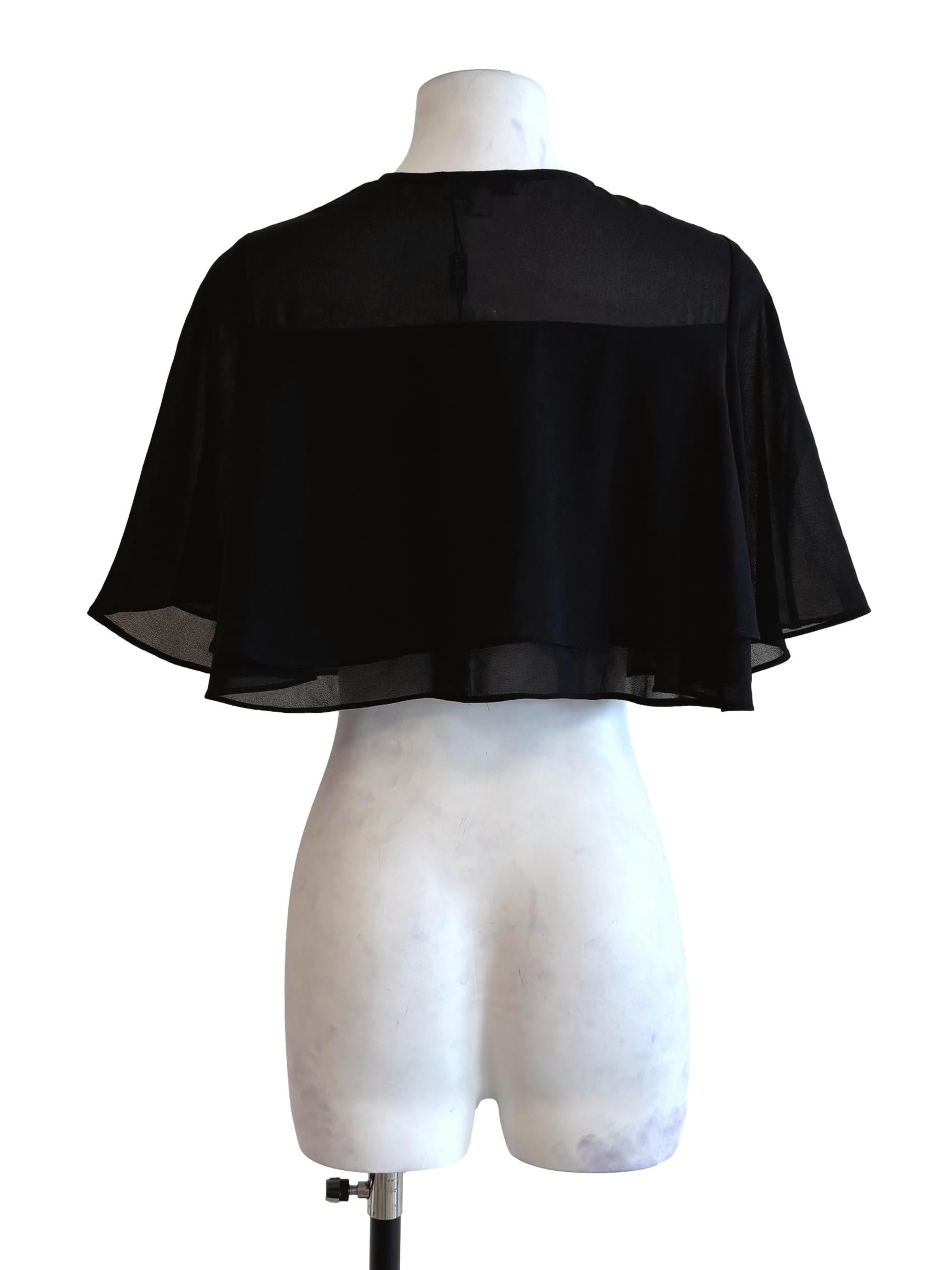 Jade Black Chiffon Cape LB