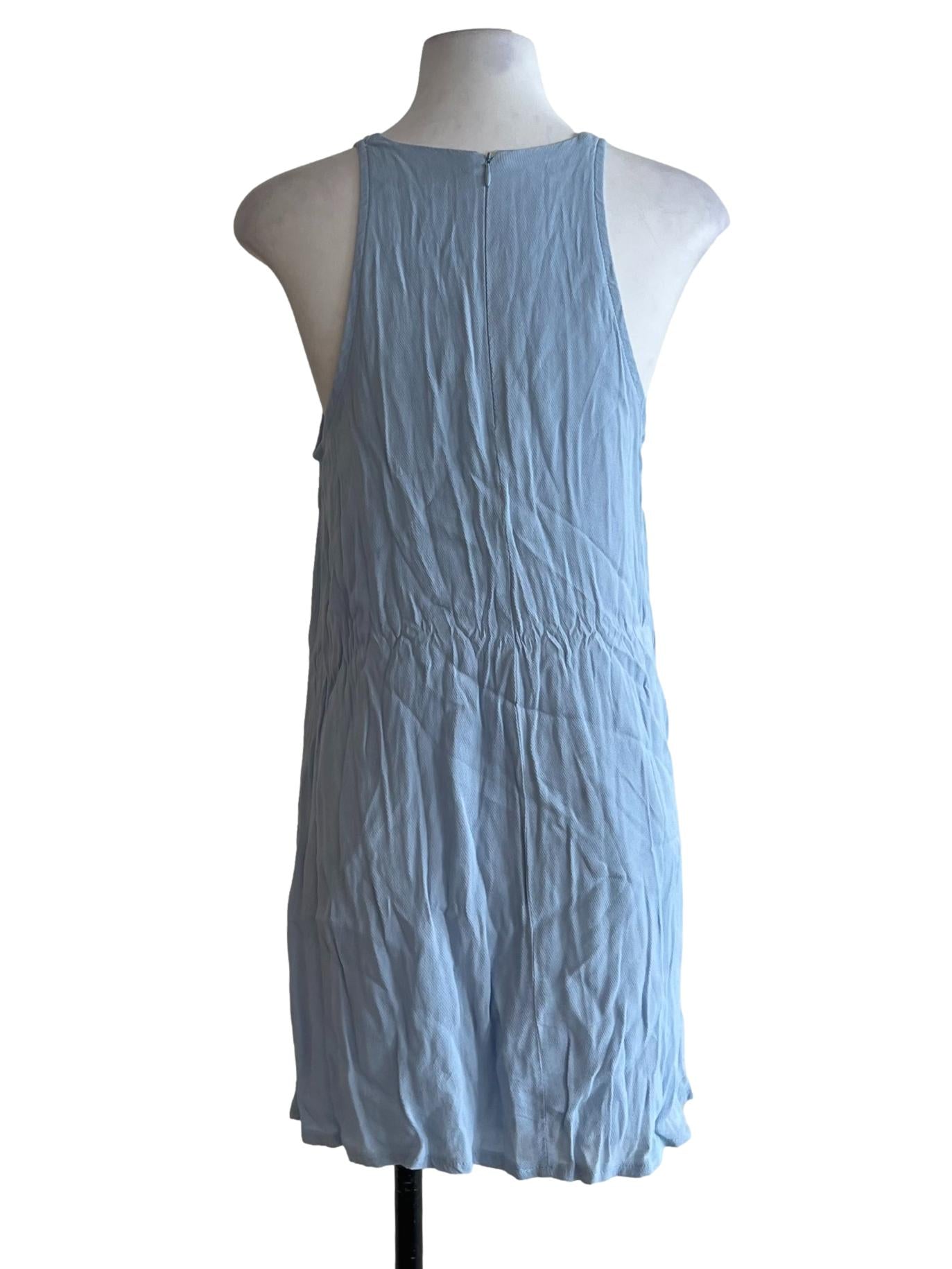 Sky Blue Jewel Neckline Shift Dress