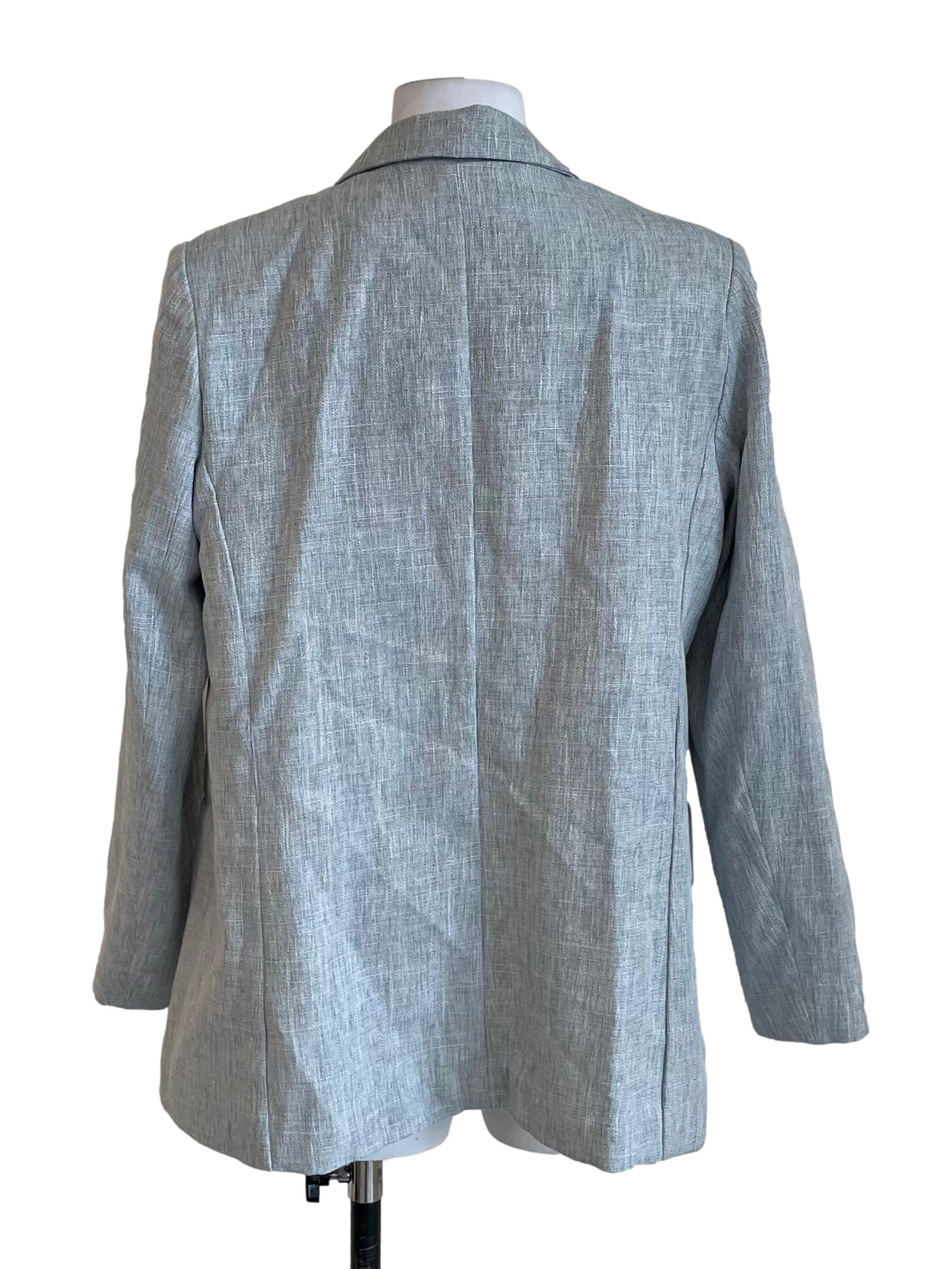 Light Stone Blue Twill One Button Blazer LB