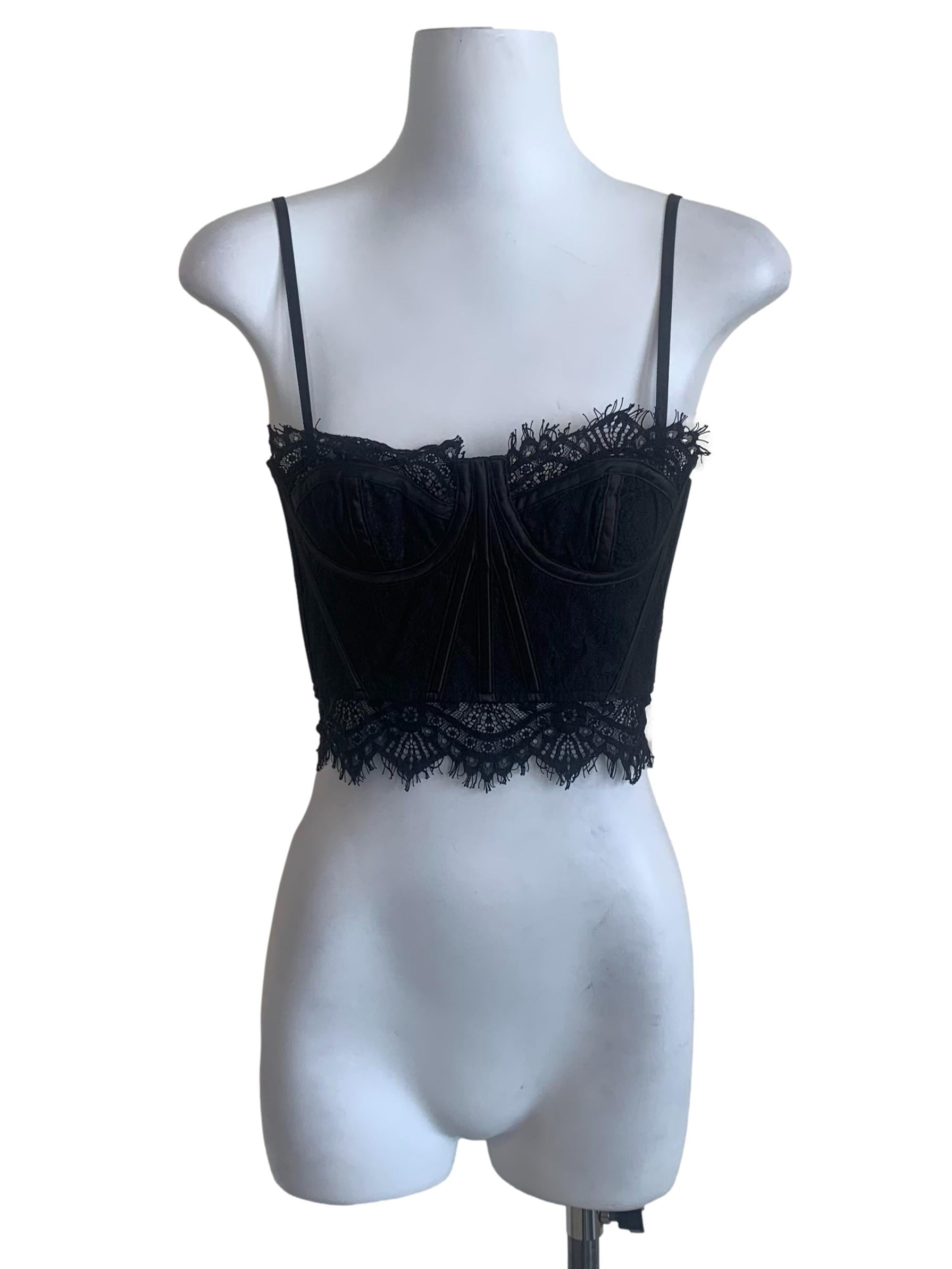 Ink Black Lace Pattern Top YHF