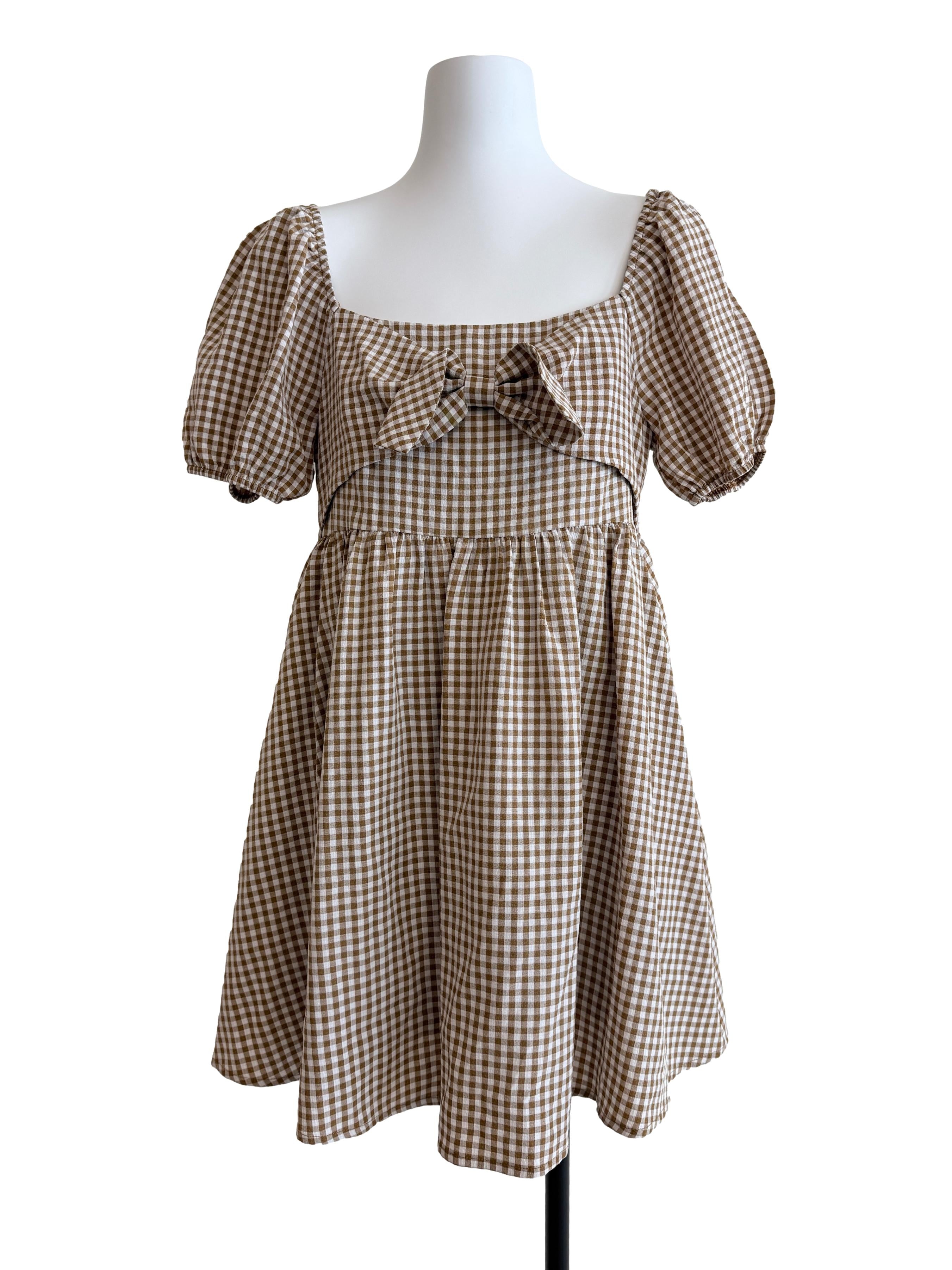 Tawny Brown Checkered Dress