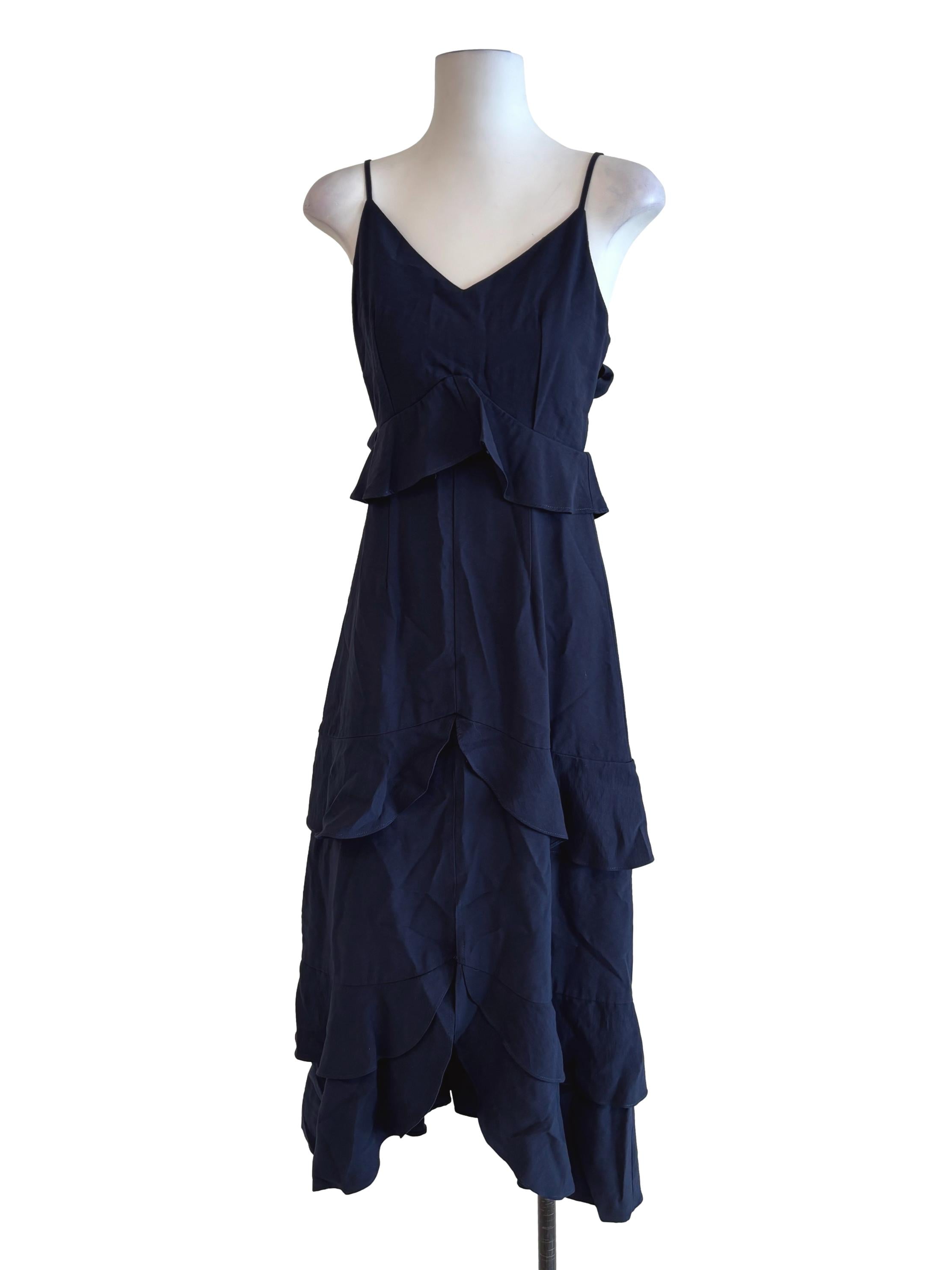 Navy Blue Ruffle Tier Dress TEM