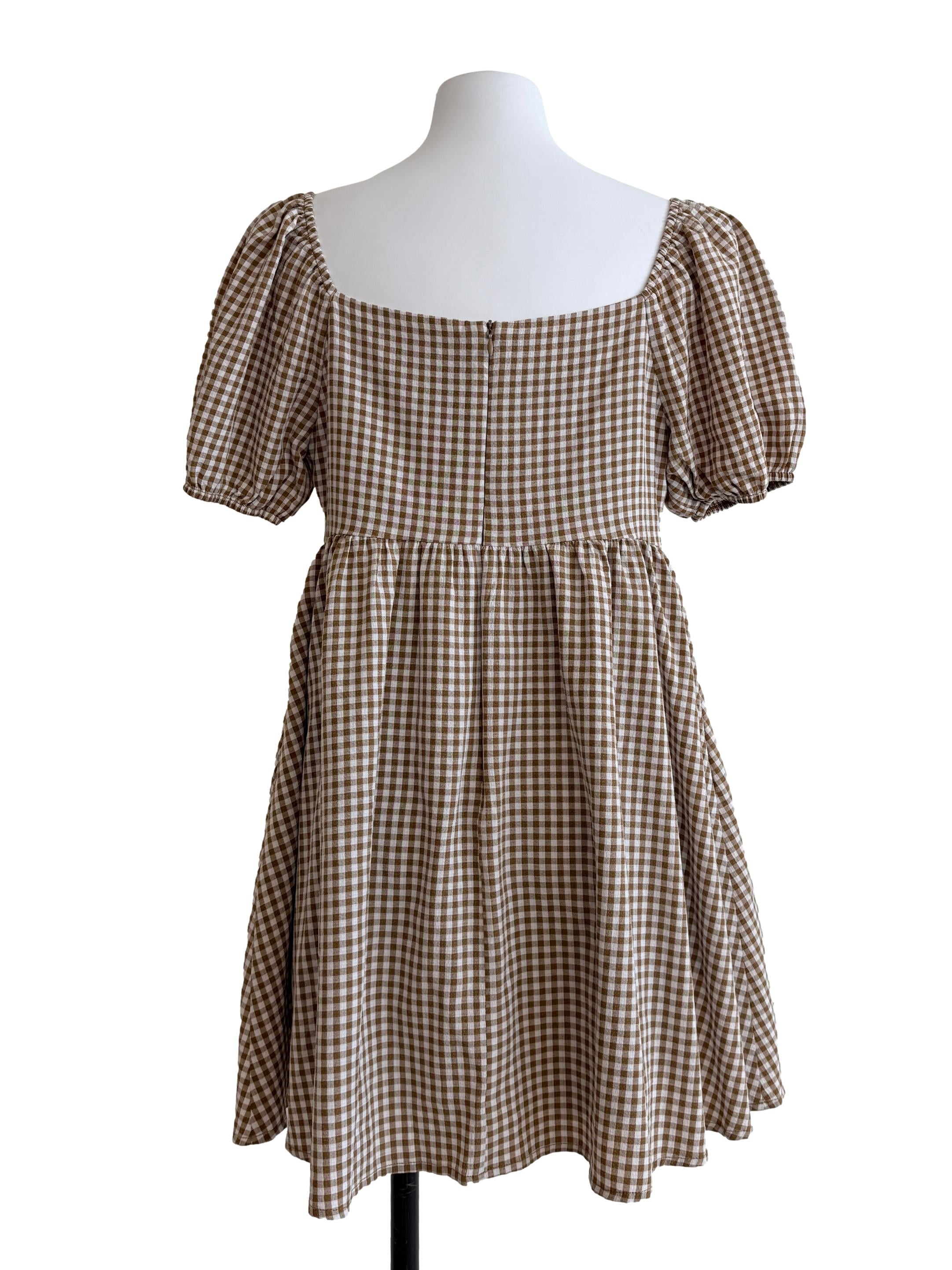 Tawny Brown Checkered Dress