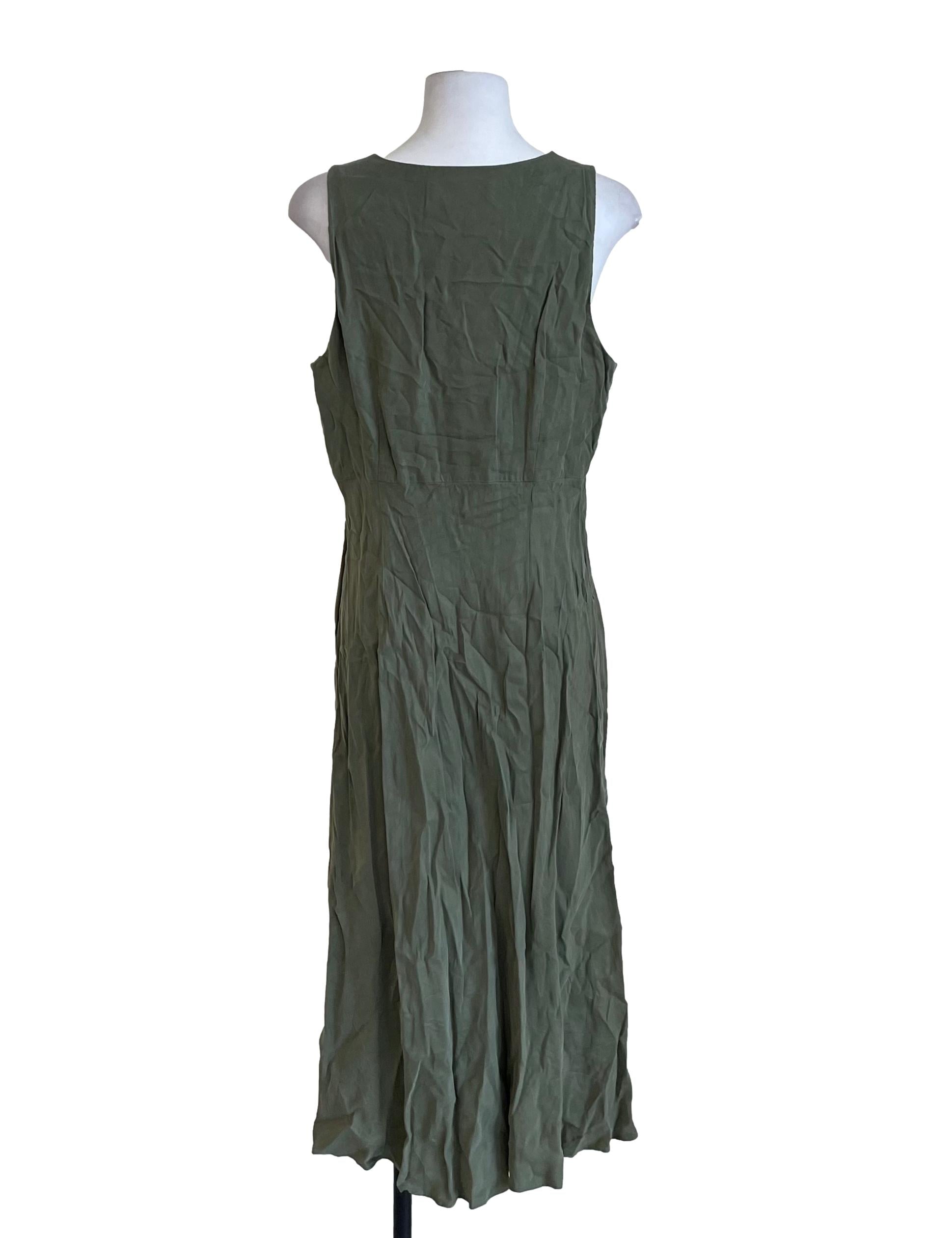 Dusty Green V Neck Sleeveless Dress LB