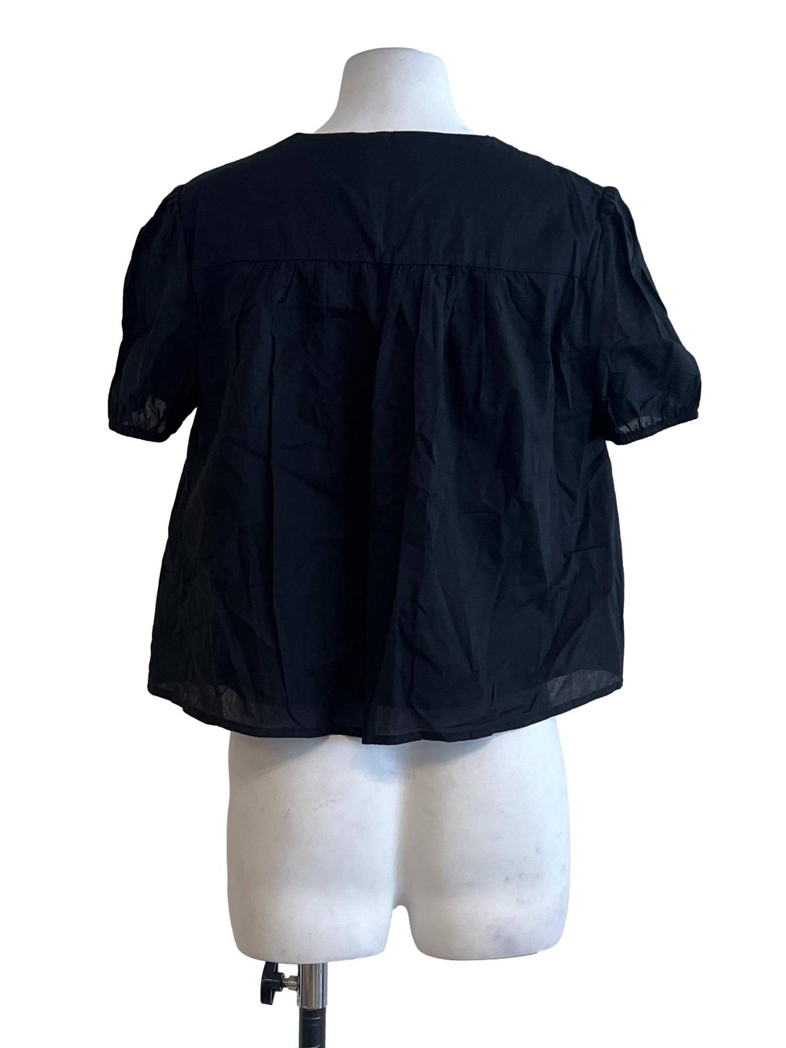 Black Cotton Broderie Blouse OSN