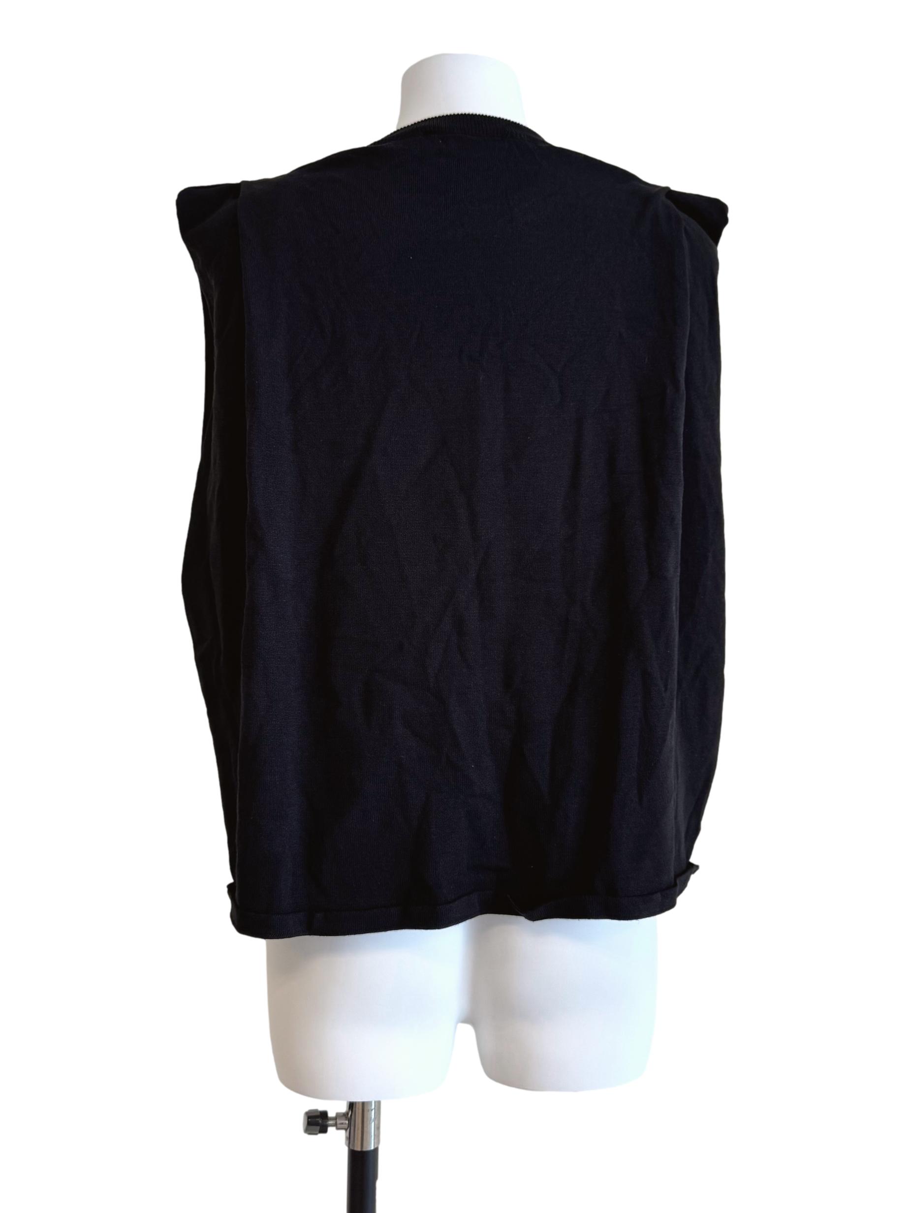 Textured Black Padded Shoulder Top LB