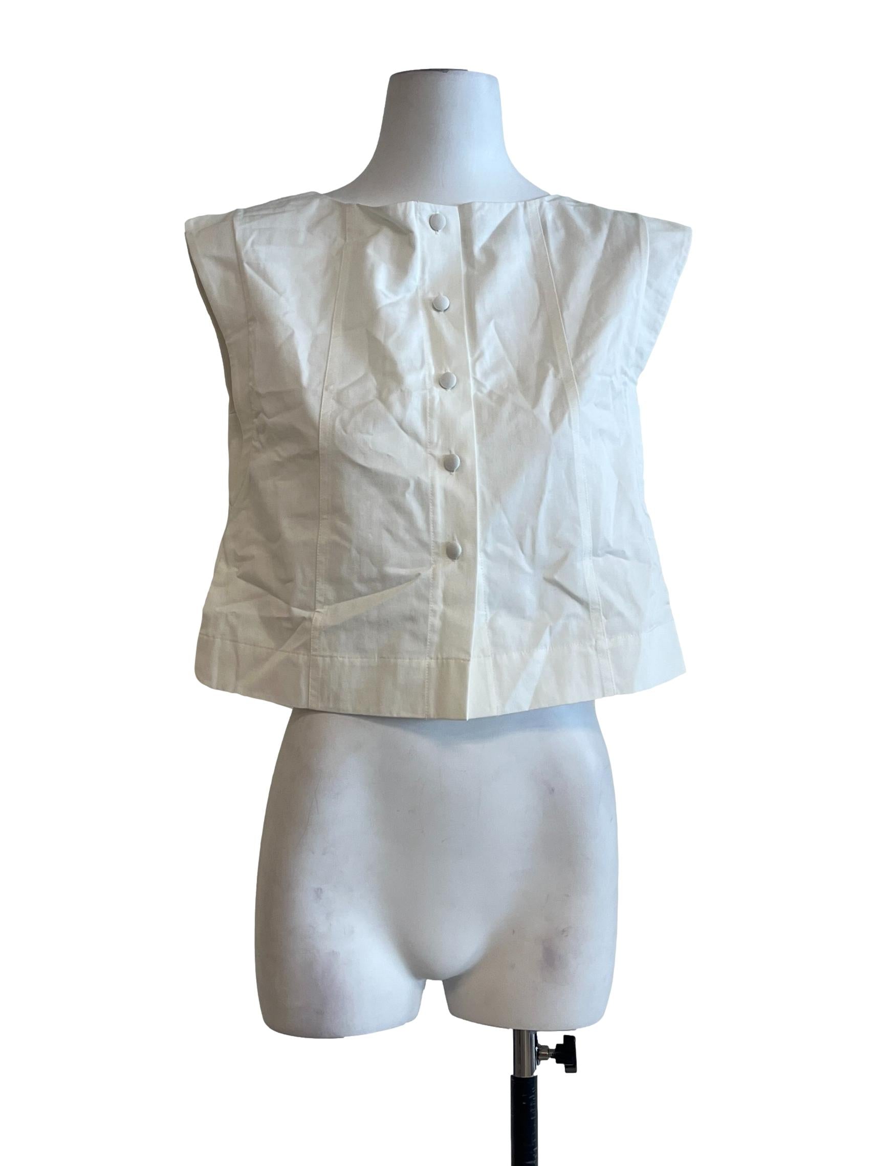 Cream White Straight Across Sleeveless Top