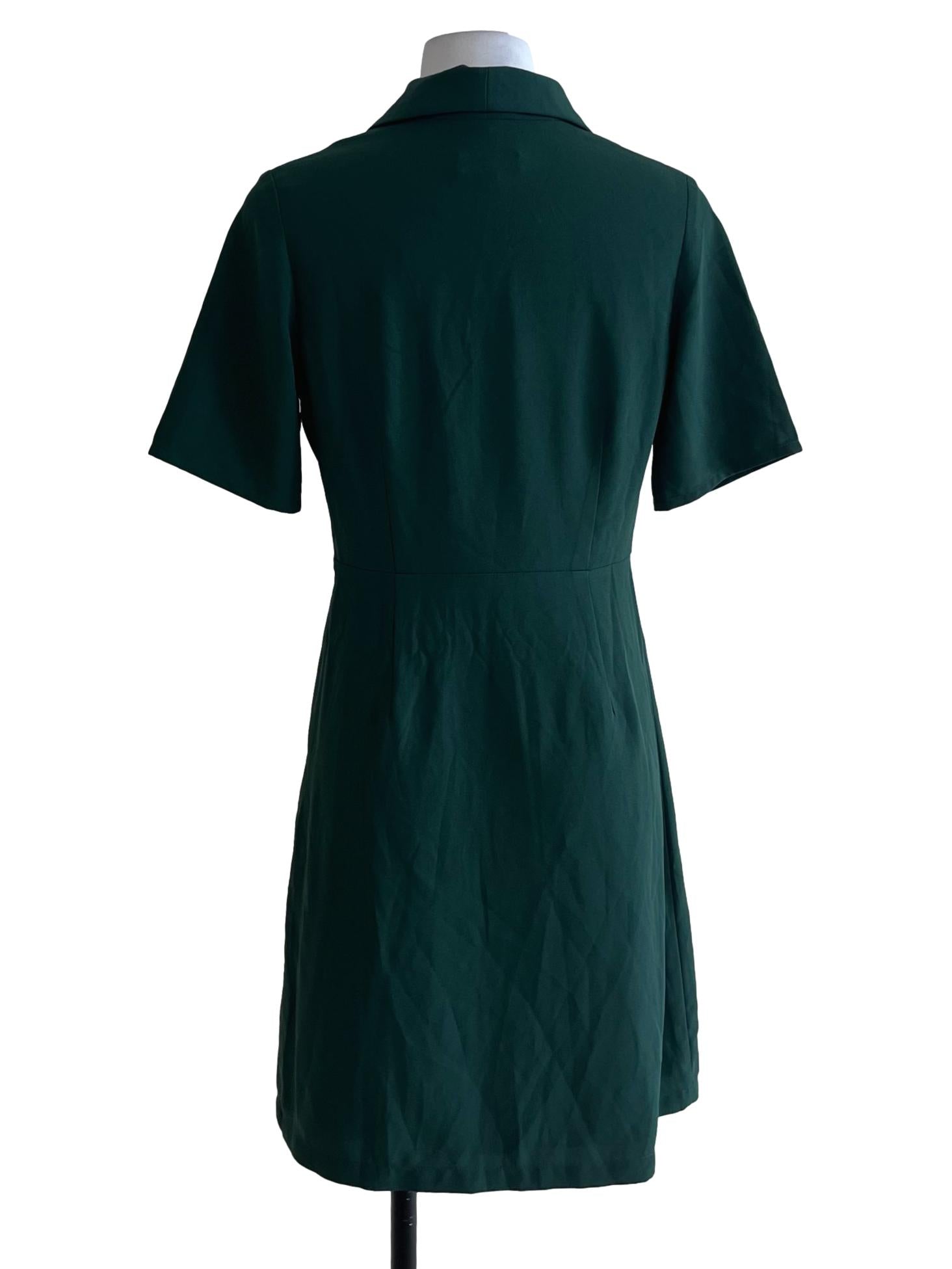 Pine Green Wing Collar Empire Dress