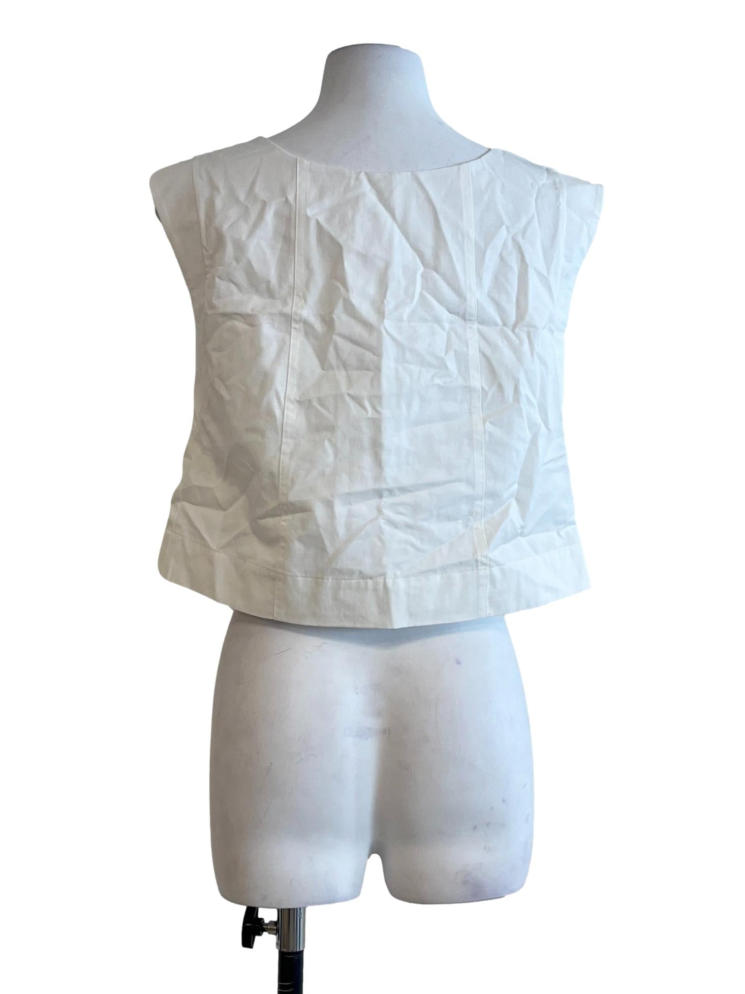Cream White Straight Across Sleeveless Top