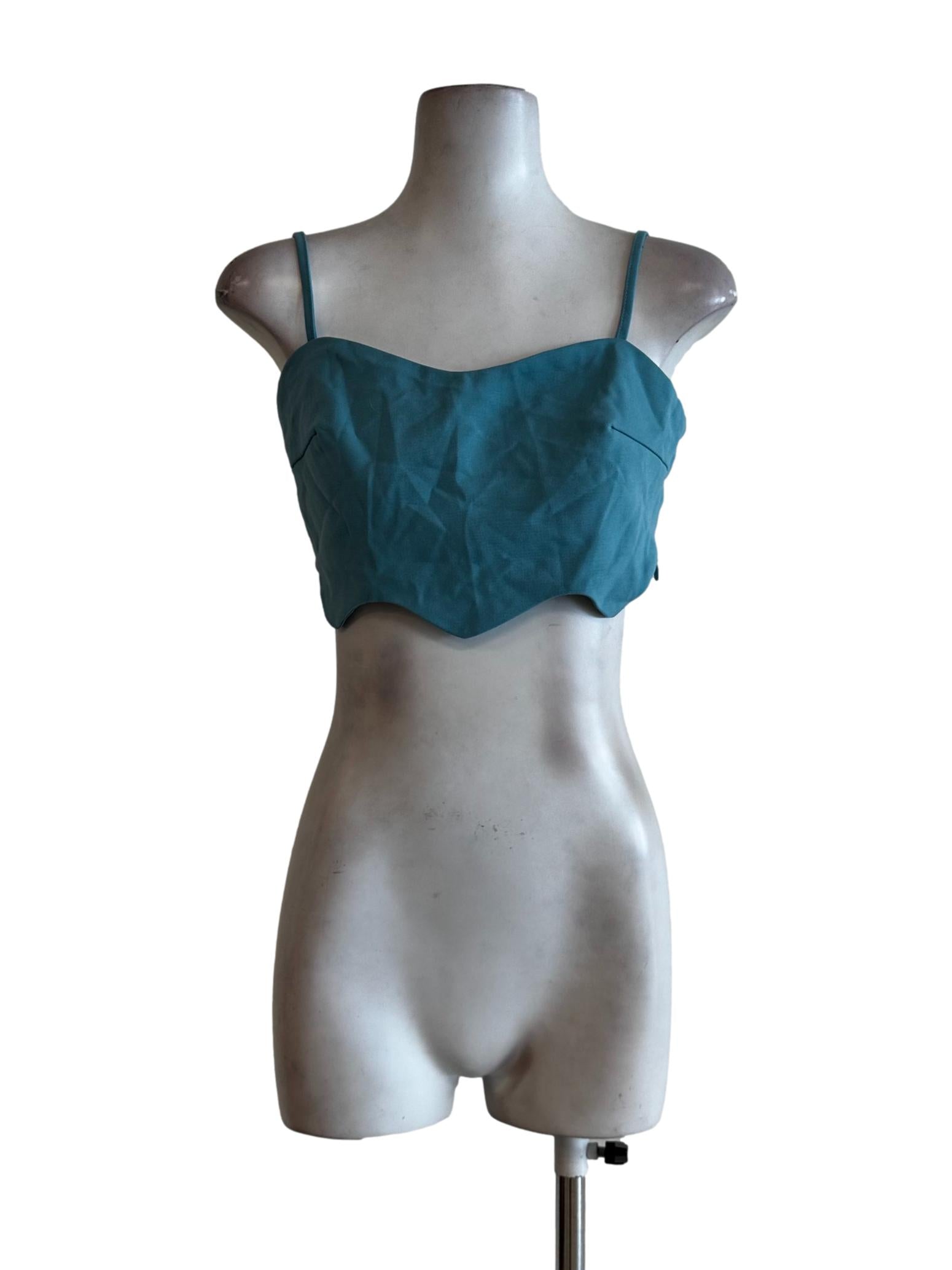 Sky Blue Sleeveless Crop Top