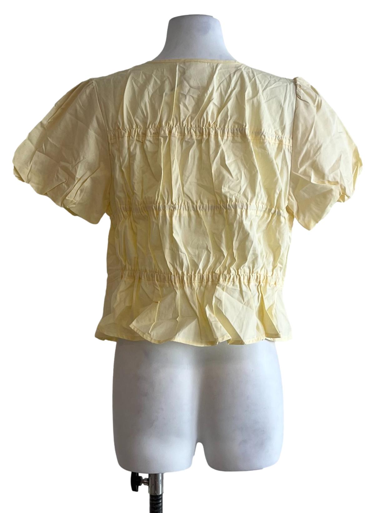 Buttermilk Yellow Tie Front Blouse