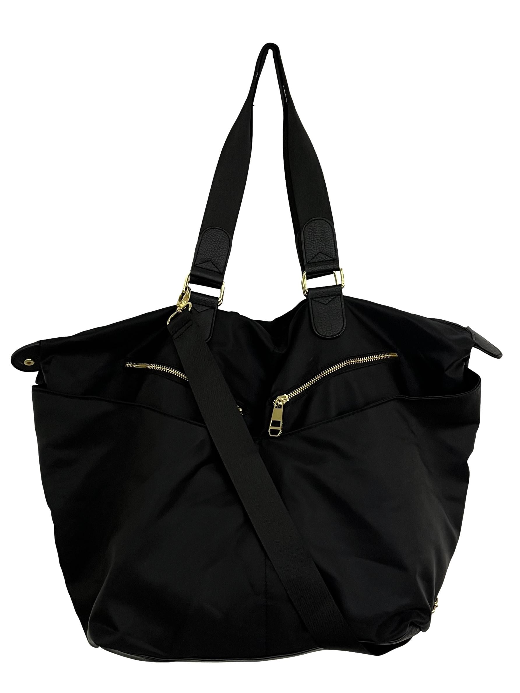 Black Zip Detail Shoulder Bag