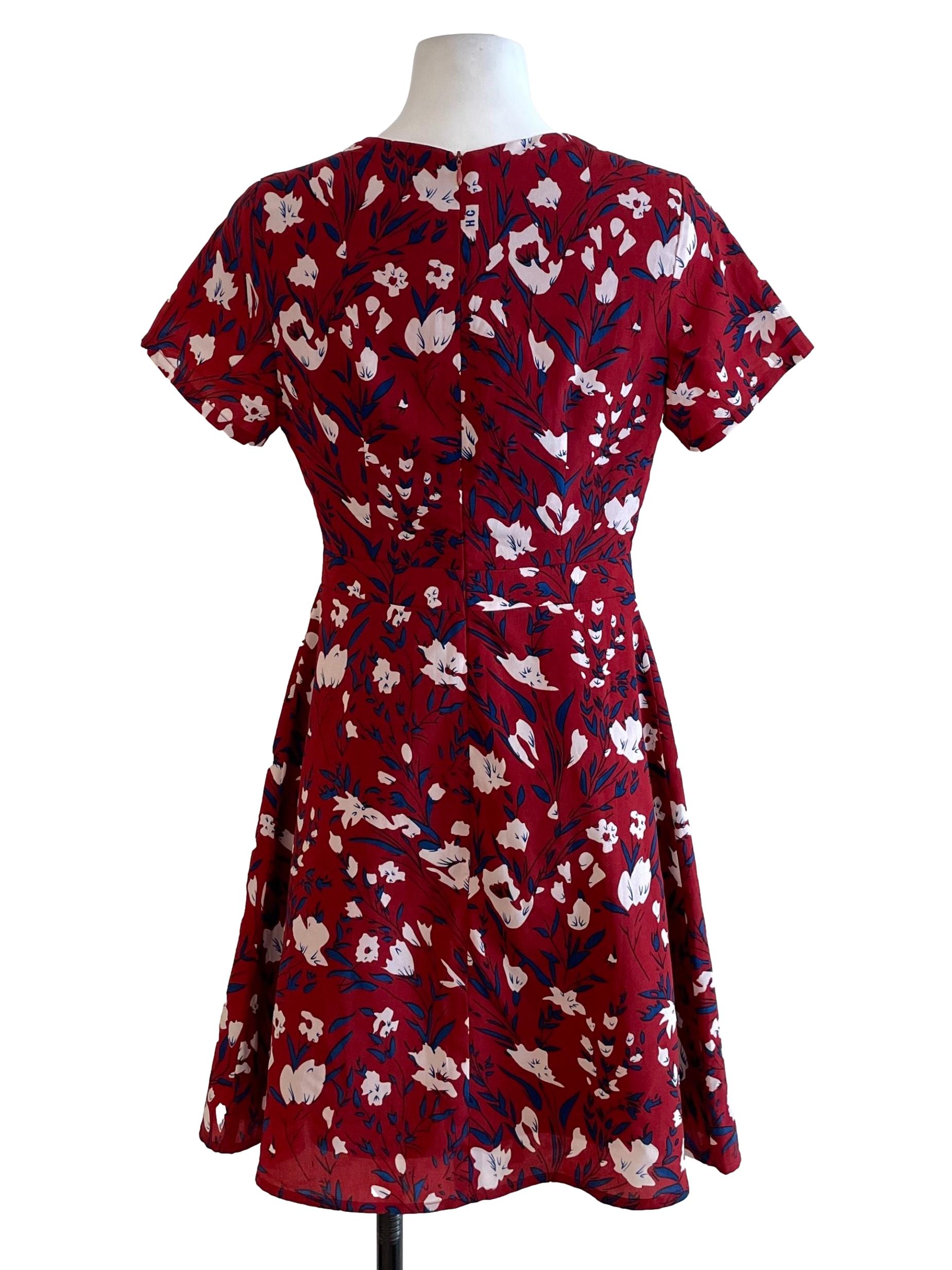 Red Floral Apron Dress