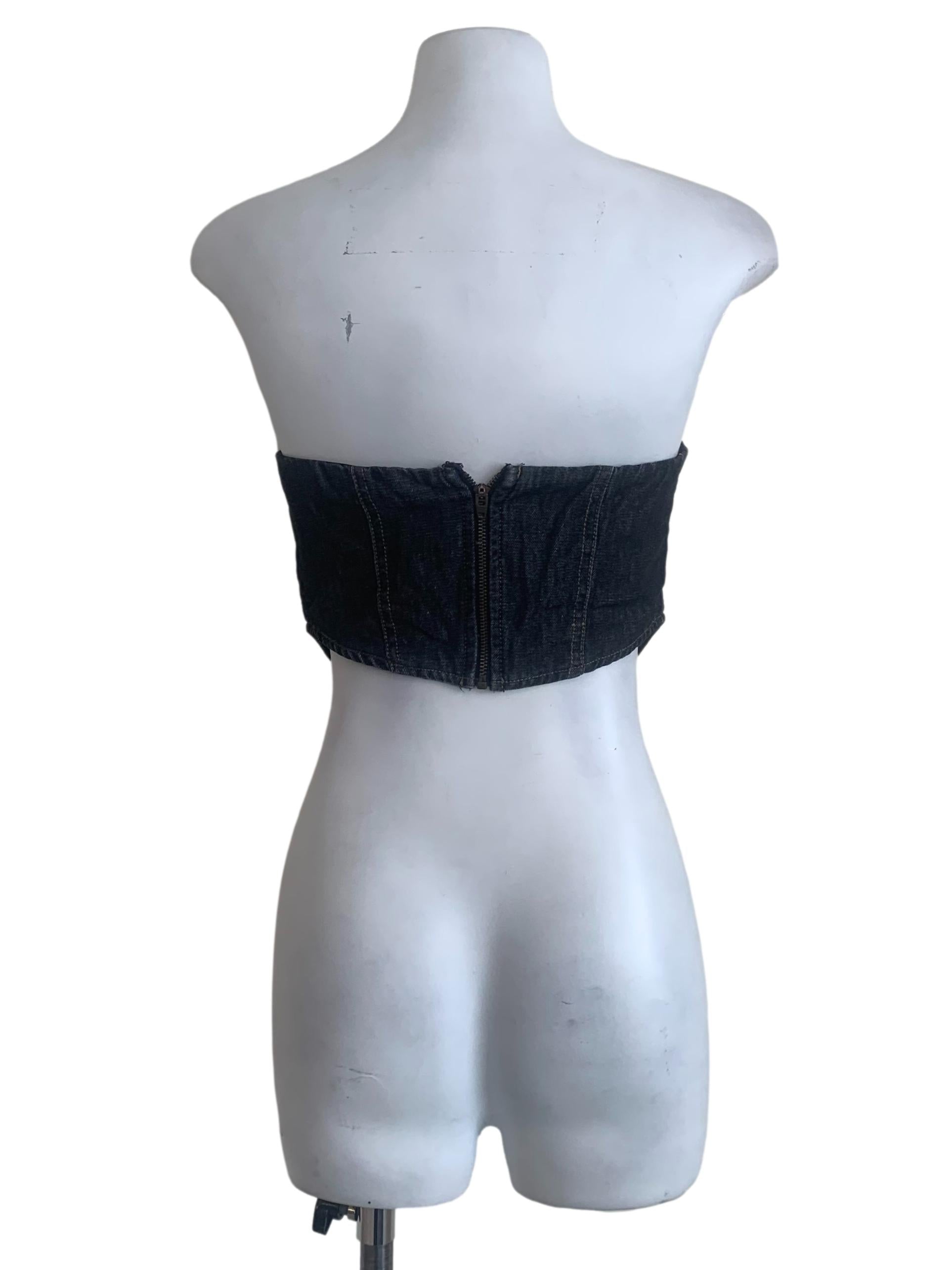 Charcoal Black Denim Corset Top YHF
