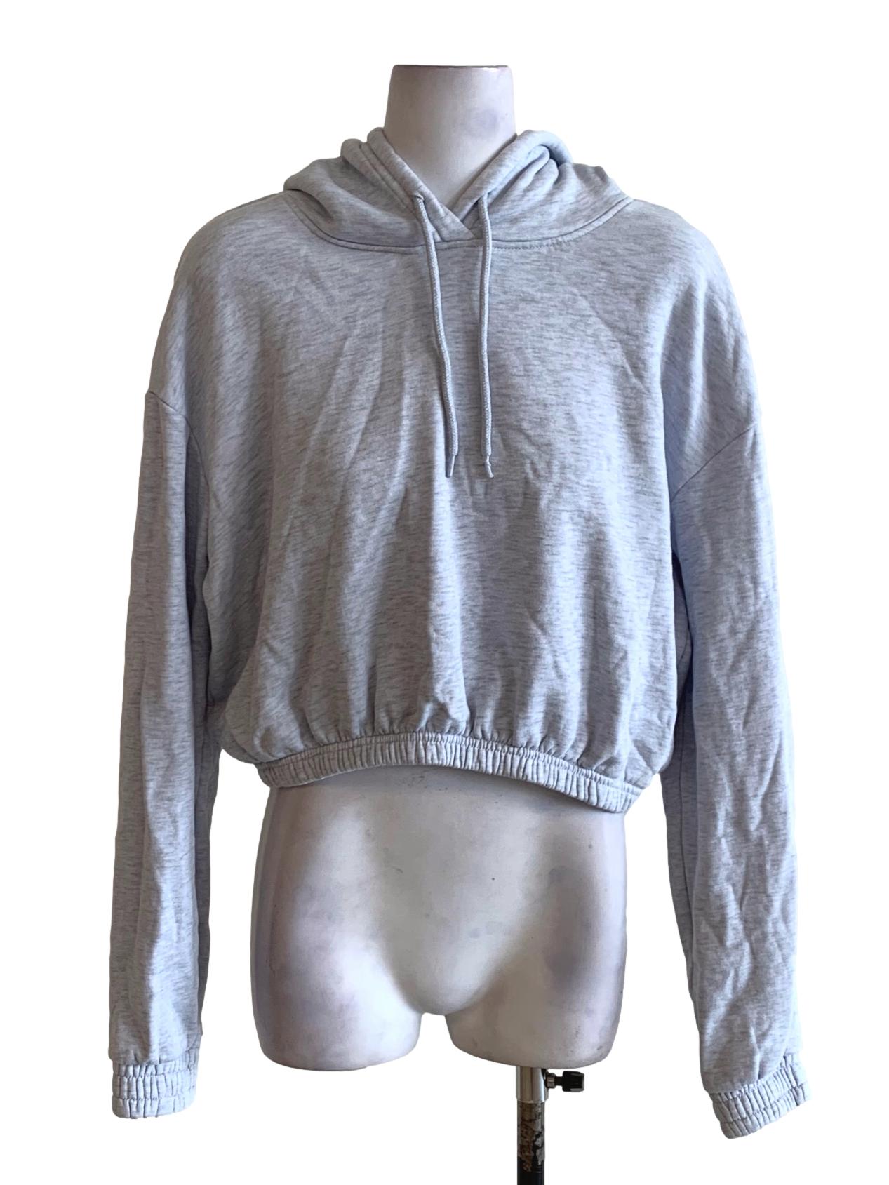 Light Grey Long Sleeves Cropped Top Hoodie